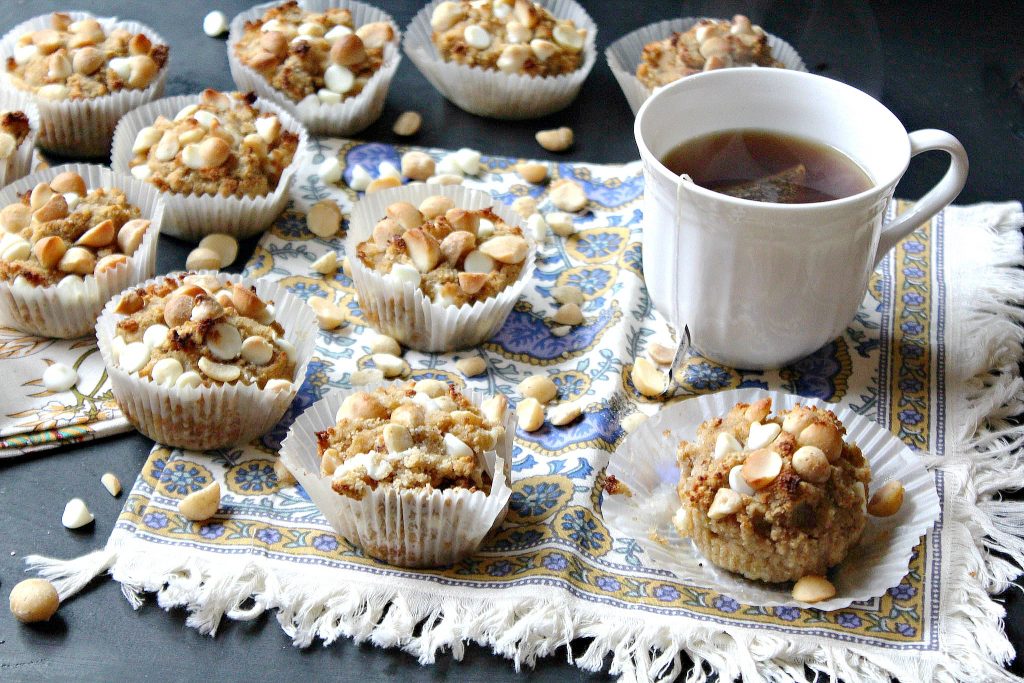 White Chocolate &amp; Toasted Macadamia Nut Muffins – Simply Taralynn