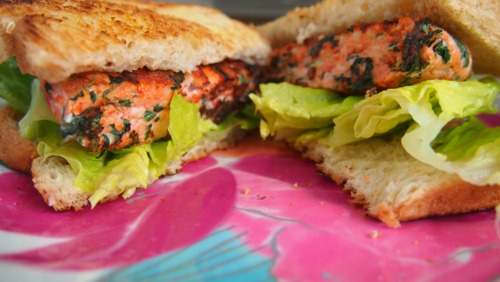 Spinach and Feta Salmon Burger