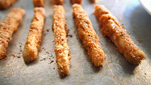 Healthy Baked Flax Mozzarella Sticks