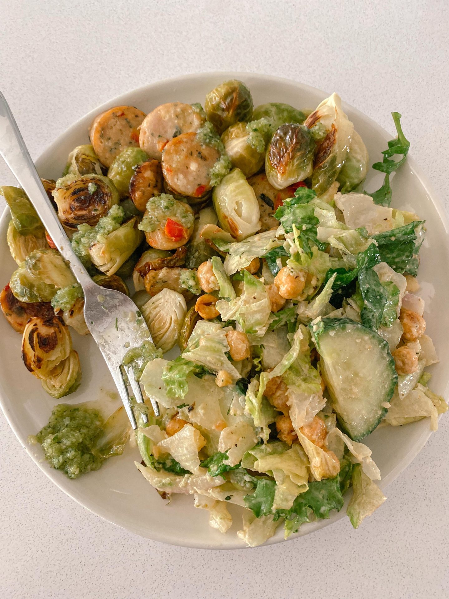 brussels sprouts and chicken sausage bake
