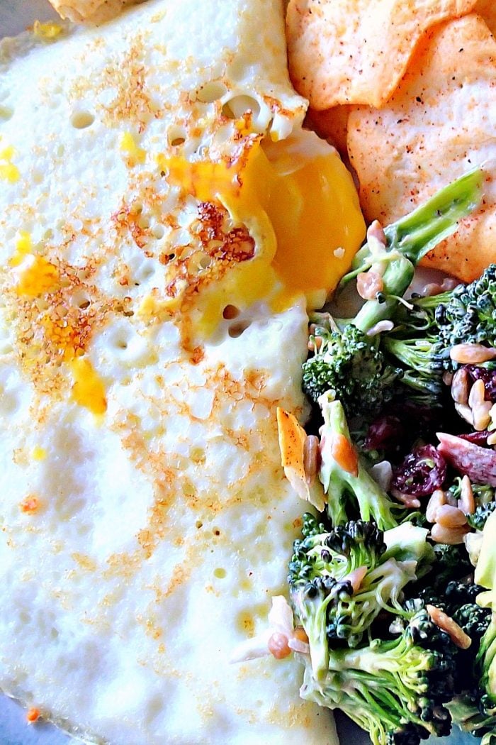 Today’s Protein Packed Lunch: Broccoli Salad, Eggs, & Quest Chips