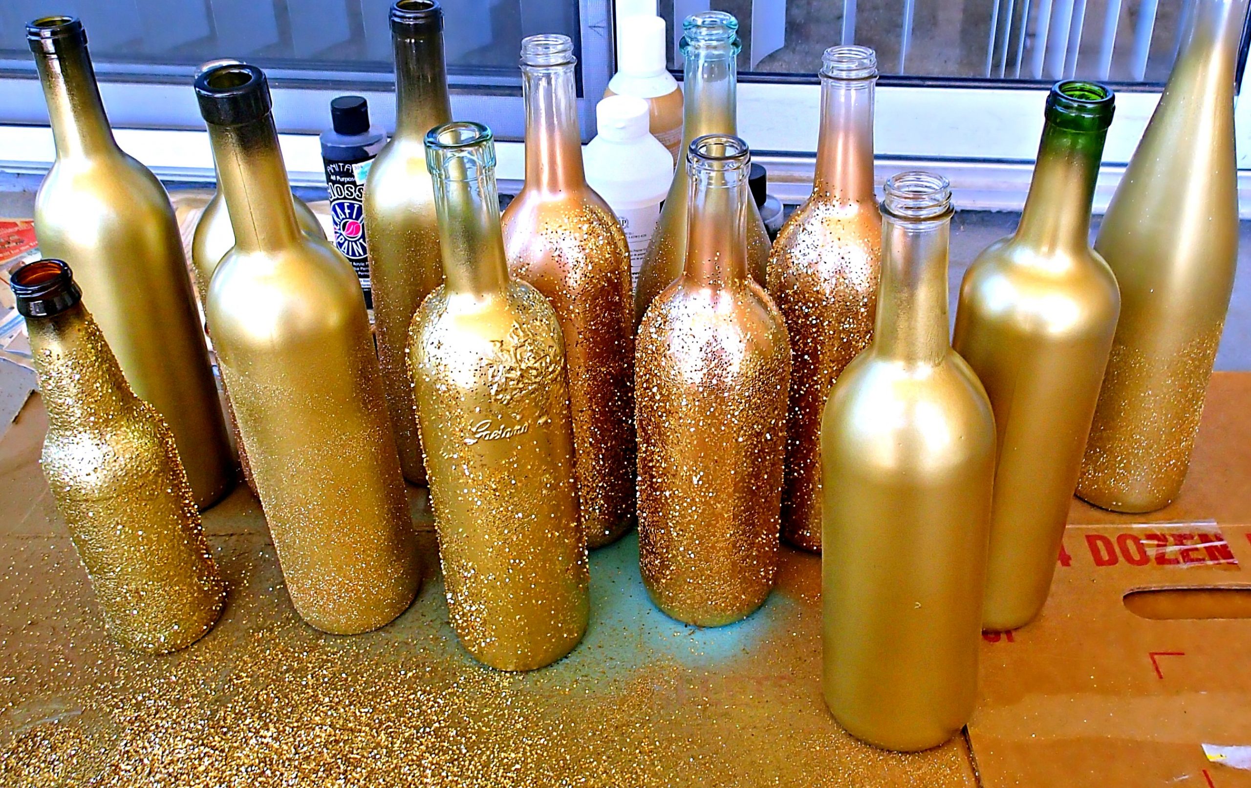 DIY Spray Painted Wine Bottles for Fall Decorating - Homey Oh My