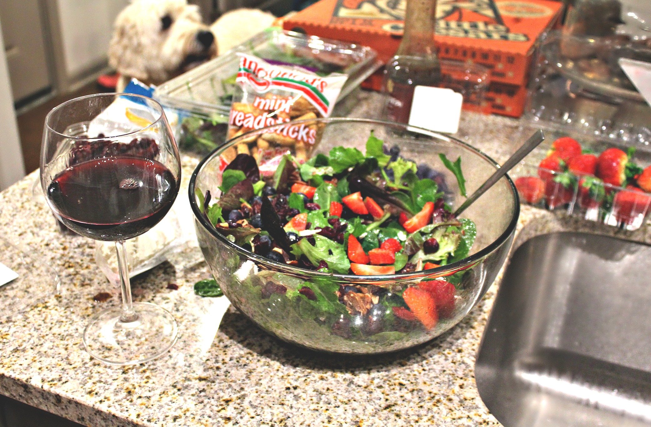 Fuit & Goat Cheese Salad: Berries, Balsamic, Pecans, & Goat Cheese!