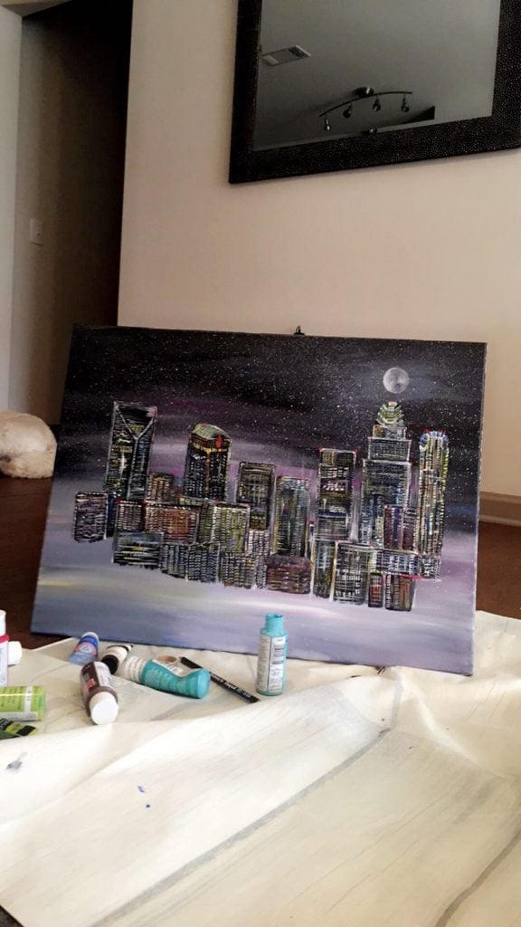 Charlotte NC Painting: Skyline Queen City 