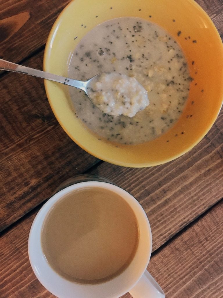 oatmeal and coffee with chia seeds