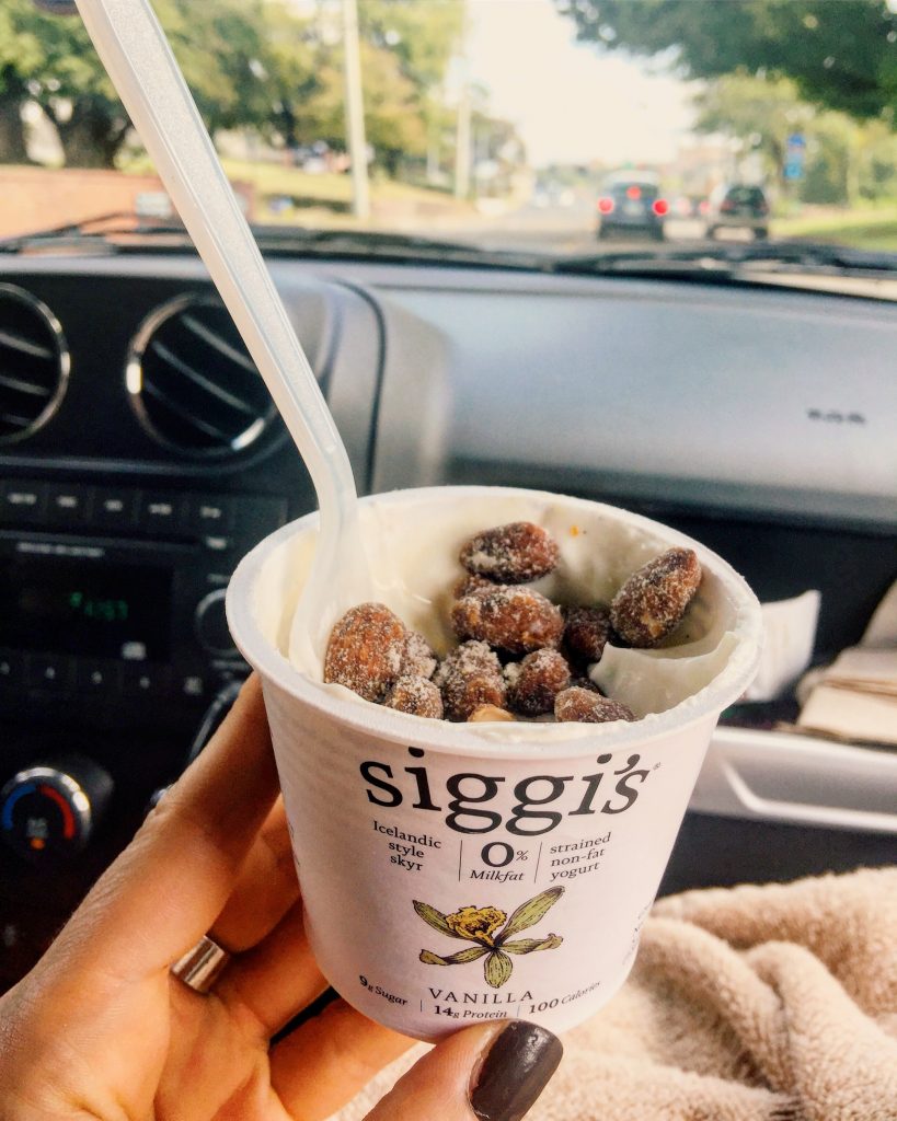 road trip snack: siggis and nuts