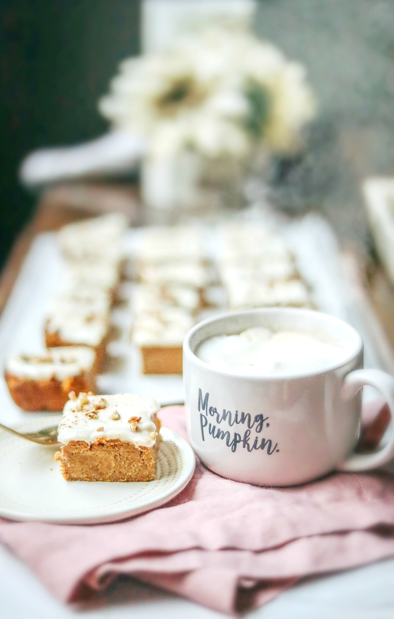 The Best Grain-Free Pumpkin Spice Bars with a Dairy-Free Cream Cheese Frosting  ( No added sugar & lower carb)