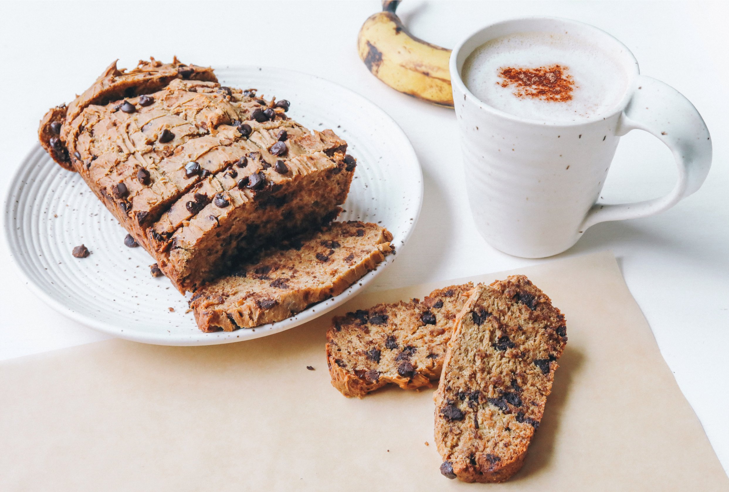 healthy vegan banana bread gluten free chocolate chip almond butter dairy free