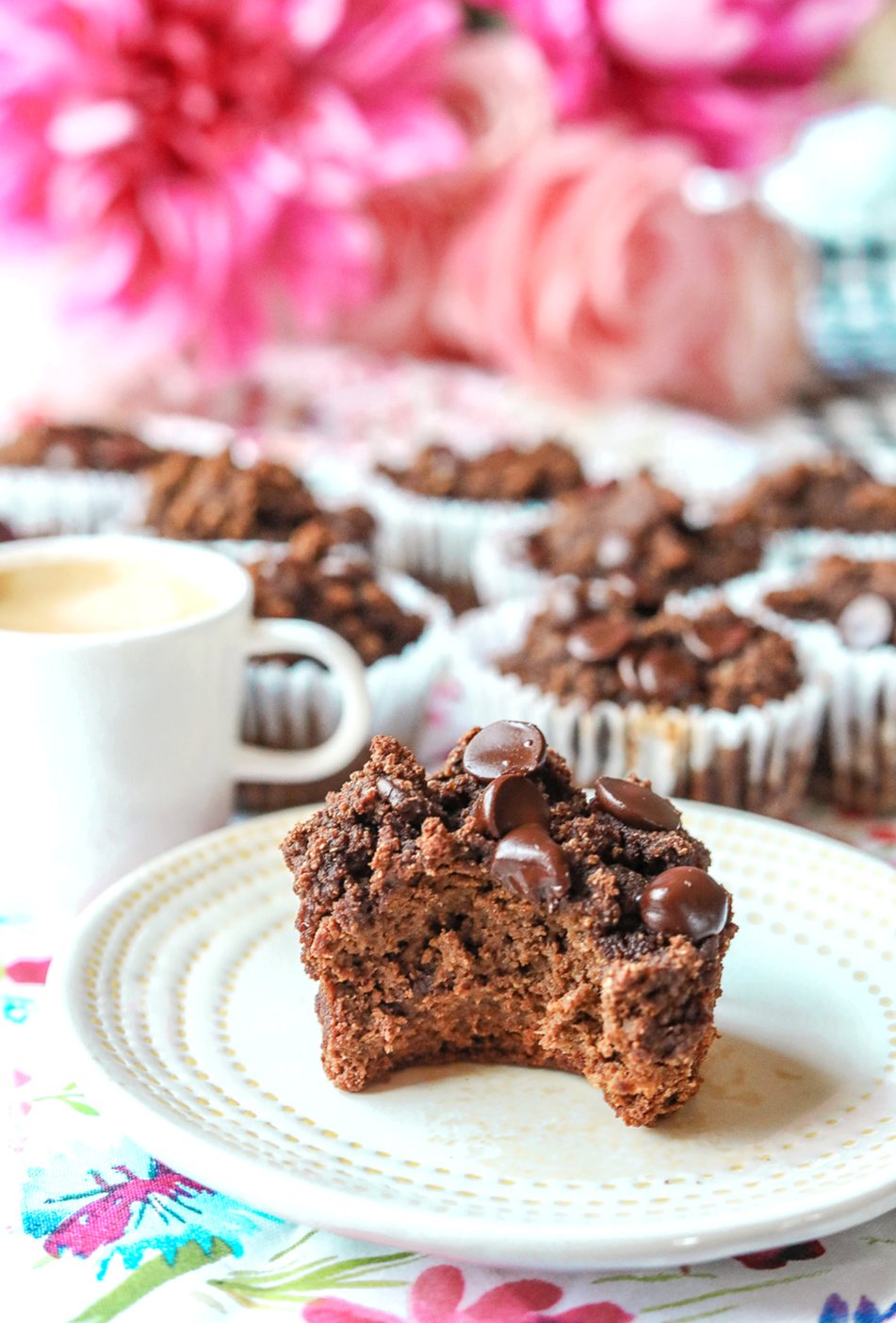 double chocolate banana almond butter muffins gluten free vegan low sugar low carb breakfast healthy dairy-free snacking almond butter 