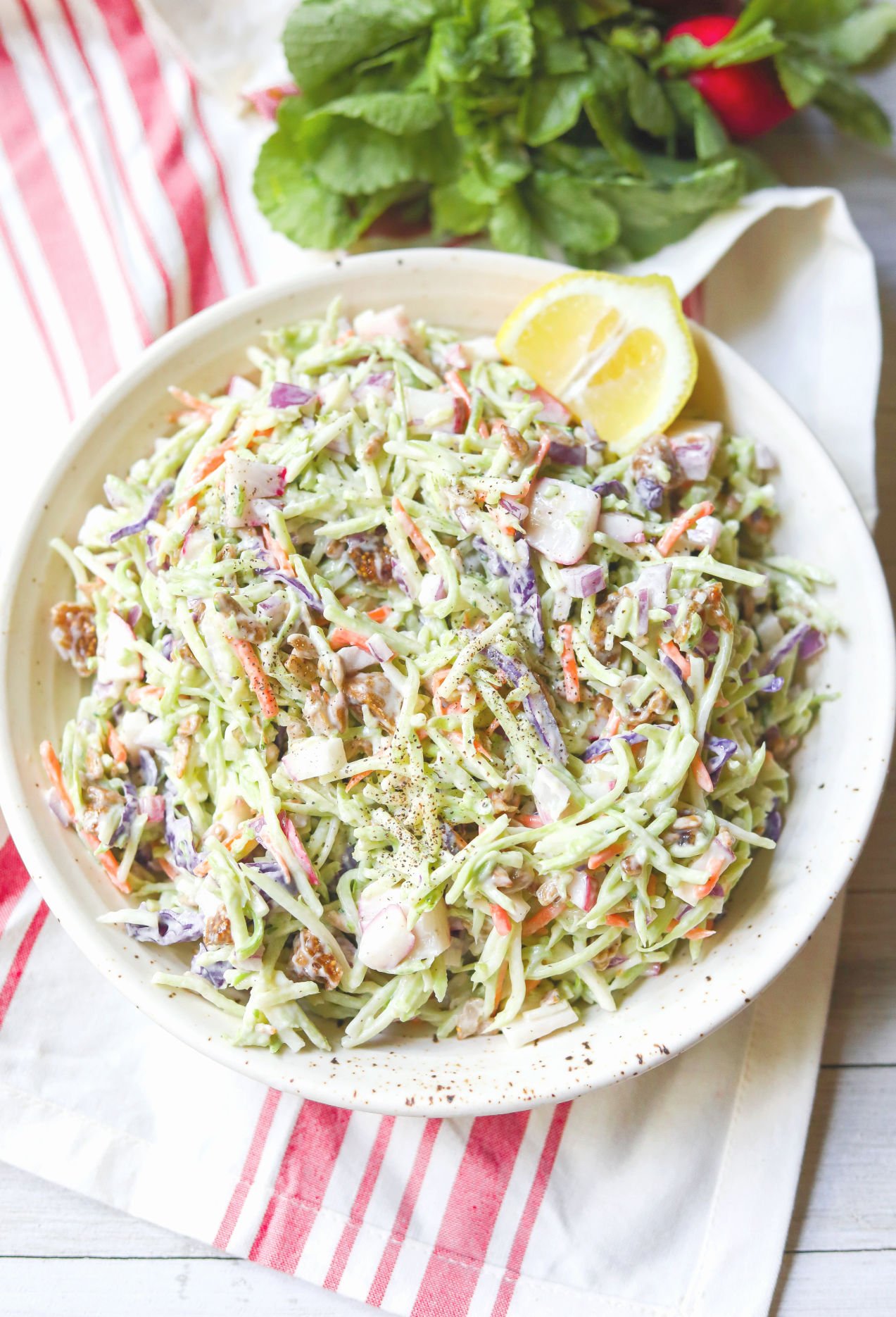 vegan broccoli salad with figs tahini dairy free gluten free healthy recipes summer salad