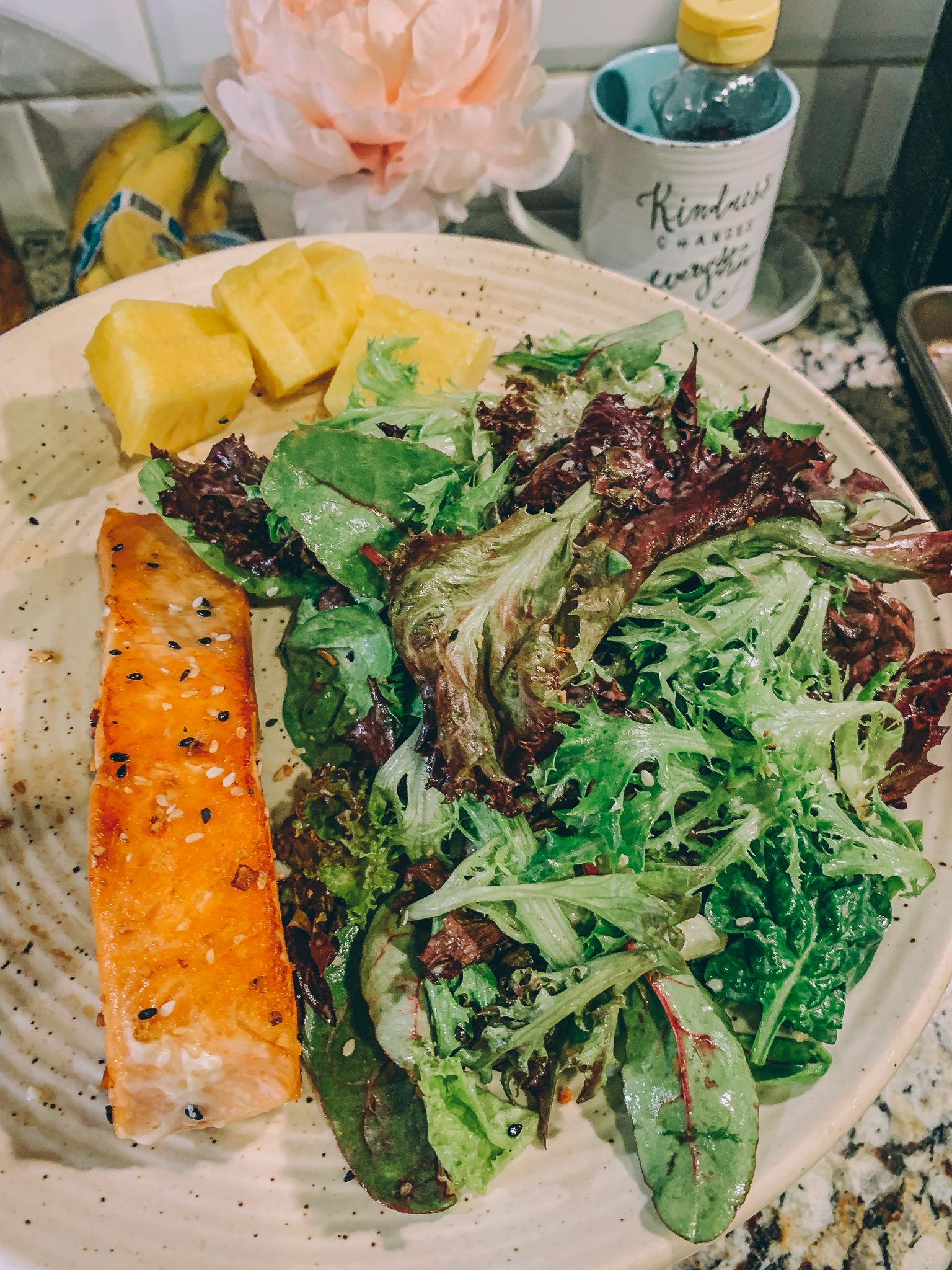 healthy dinner seared Salmon dairy free Caesar salad food low carb kardashian diet tessemaes