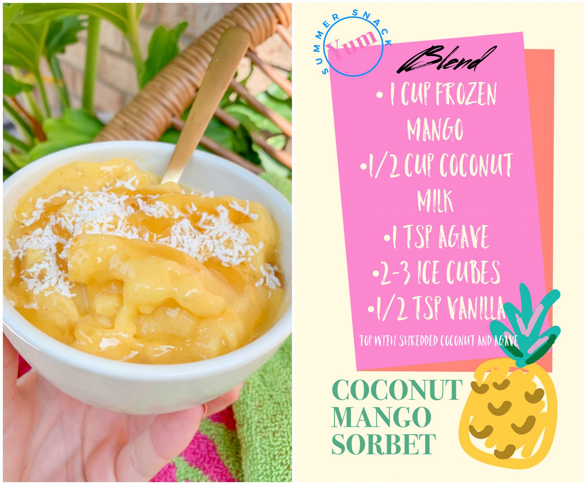 sorbet, mango, coconut, milk, vegan, dairy free, gluten free, healthy snacking
