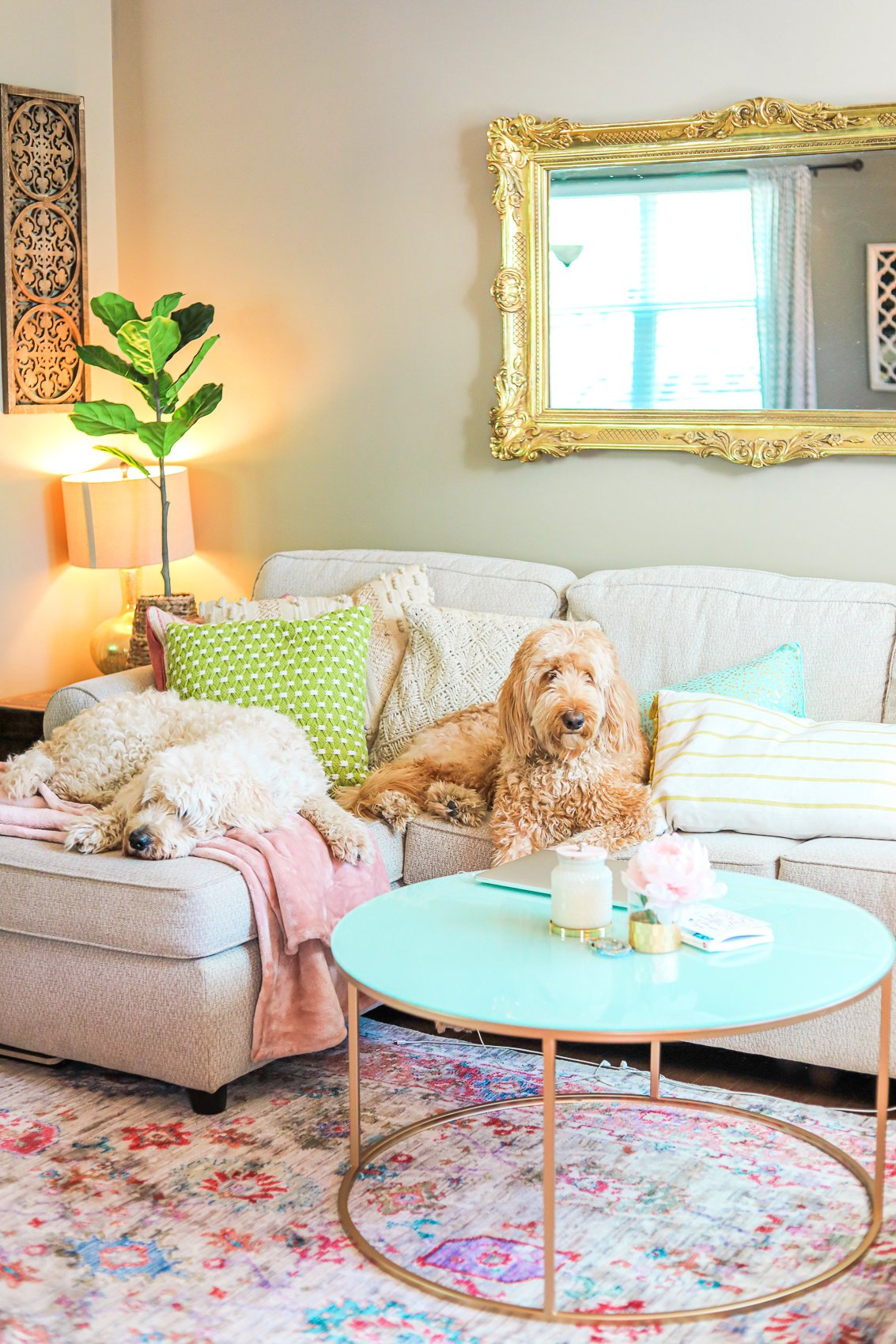 living room decor, home decor, simply taralynn, colorful, southern chic, creamy colorful living room, home decor, remodel, colorful living room, cozy, pillows, chairs, entertainment center decor, plants, floral, vintage, home design, interior, decorations, summer feel