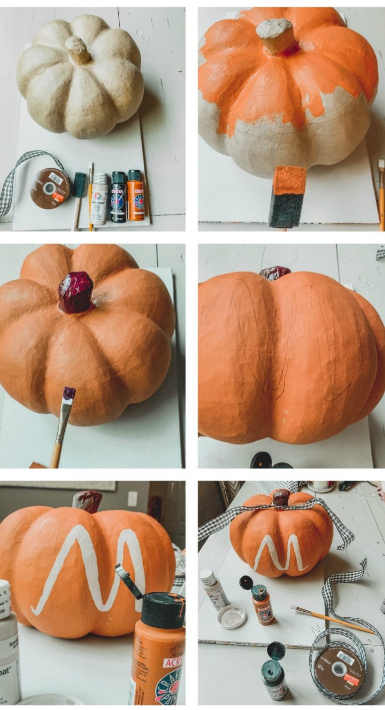 Front Porch for Fall: Painted Plaid Pumpkin & Diy Fall Plank Sign!