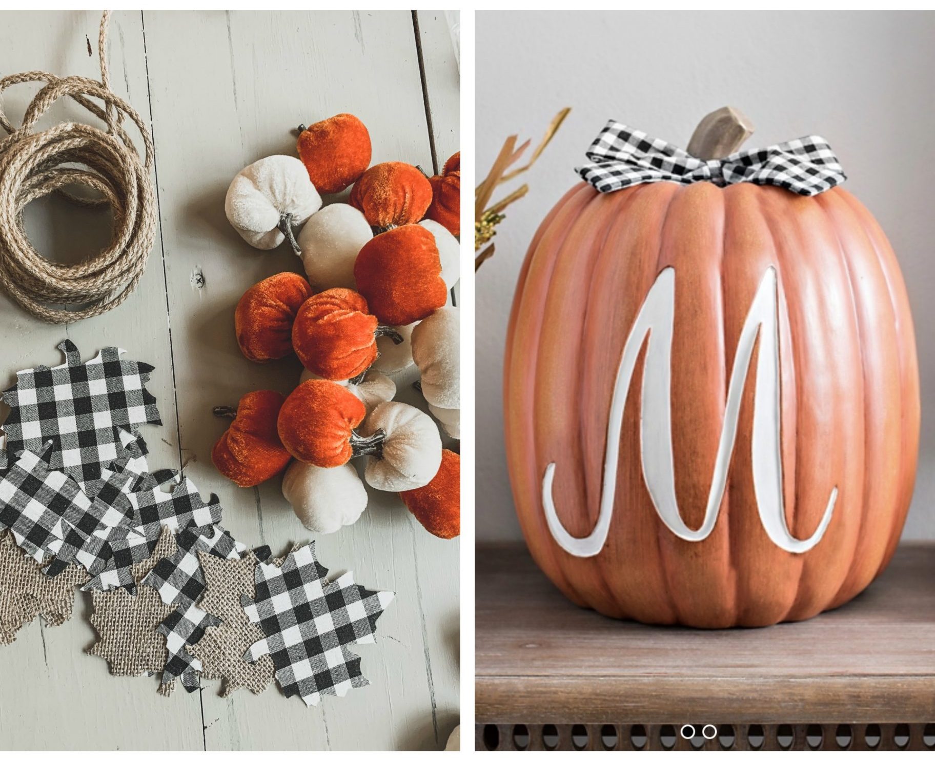 plaid pumpkin, gingham pumpkin, painting pumpkins, pumpkin, black and white, decor, diy fall,