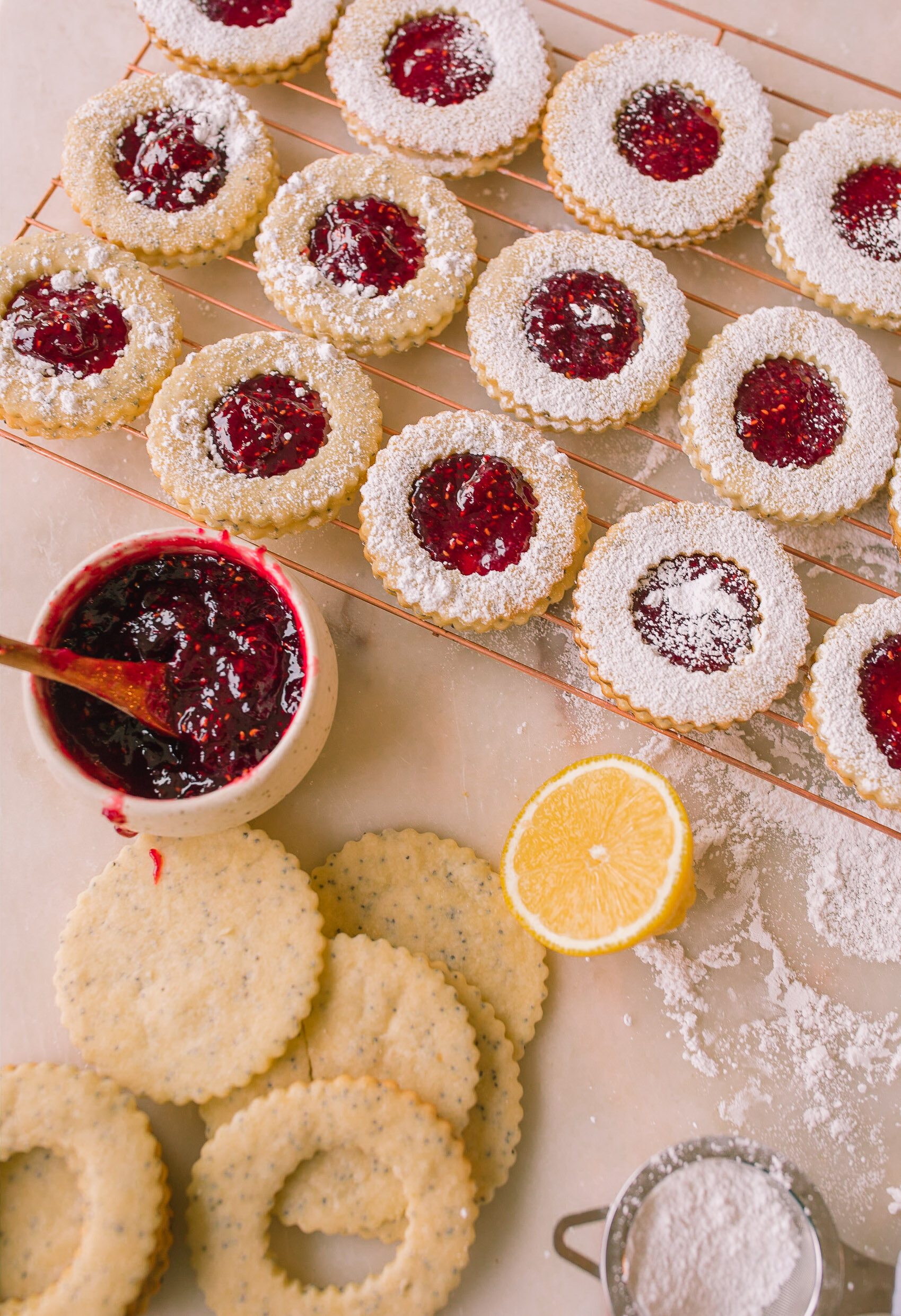 christmas cookie, lemon poppy seed, lemon linzer cookies, shortbread cookies, vegan, dairy-free, lemon shortbread cookies, baking, jam, raspberry, jelly