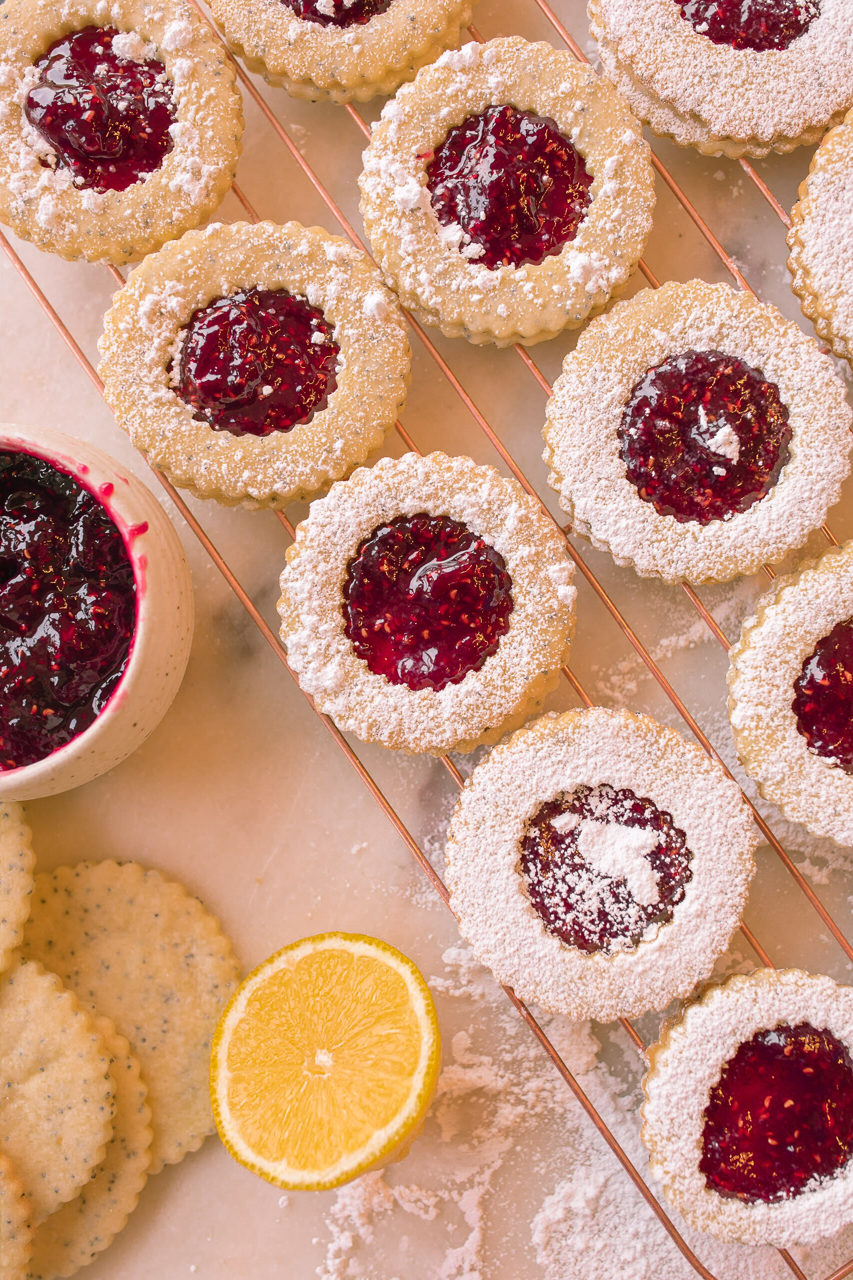 christmas cookie, lemon poppy seed, lemon linzer cookies, shortbread cookies, vegan, dairy-free, lemon shortbread cookies, baking, jam, raspberry, jelly