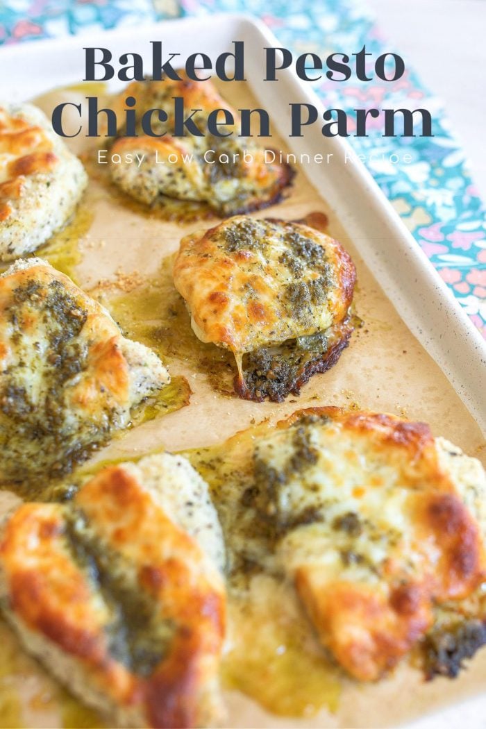 chicken, pesto, low carb, almond flour, breaded, dinner, gluten-free, baked chicken, low carb, keto, chicken parmesan, chicken pesto, roasted, easy dinner recipe