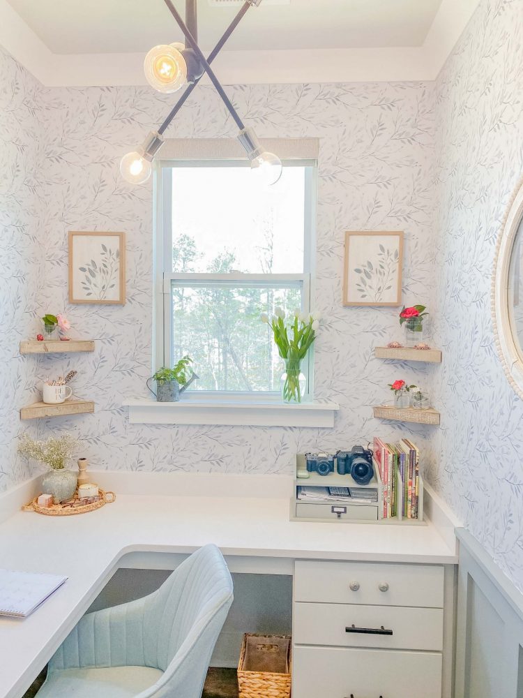 Cottage Style Office Decor | Board & Batten + Floral Wallpaper - Simply ...