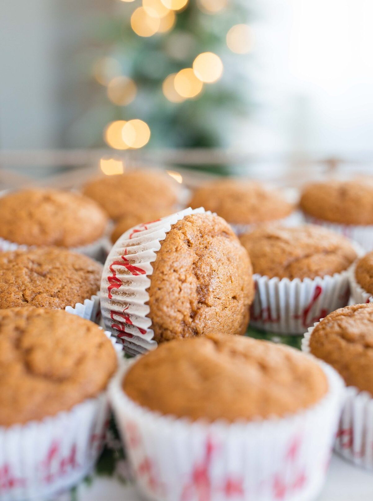 frosted gingerbread muffins, breakfast, light, ginger muffins, recipes, food, holidays, Christmas, icing, breakfast