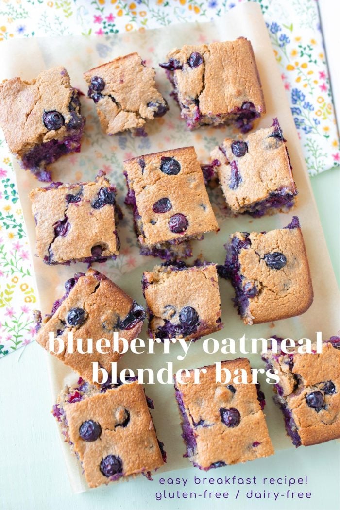 Baked Blueberry Oatmeal Blender Bars | Healthy Breakfast Idea