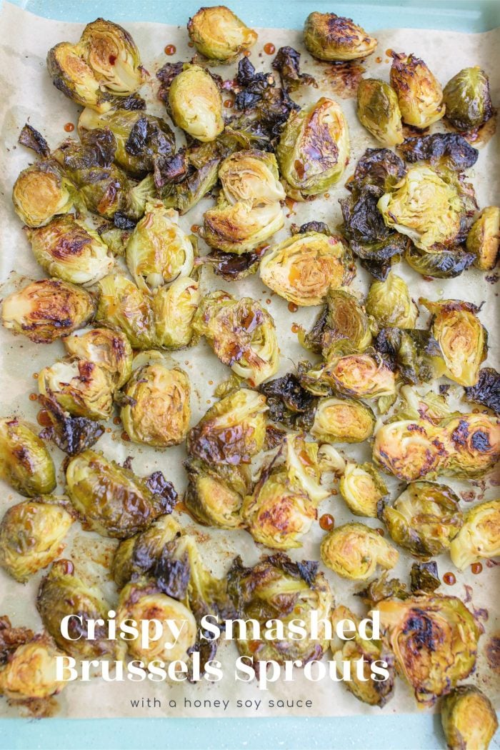Crispy Smashed Brussels Sprouts with a Honey Soy Sauce!