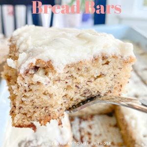 Frosted Banana Bread Bars | Easy Recipe for Extra Ripened Bananas, banana bread, frosted banana bread bars, the best banana bread bars, easy recipe, banana baked dish, baked banana, breakfast casserole, brunch food, banana bars for work, frosted banana bars, frosting, icing, extra ripened bananas, easy recipe, simple ingredients, can I make these gluten free, delicious banana, moist banana bars