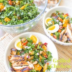 kale salad, chicken, grilled chicken, marinated kale salad, meal prep, eating healthy, food prep, goat cheese, butternut squash, Brussels sprouts, eggs, healthy eating, postpartum weightloss, postpartum weight loss, dinner, lunch, tossed salad, gluten-free, nuts, healthy dinner idea