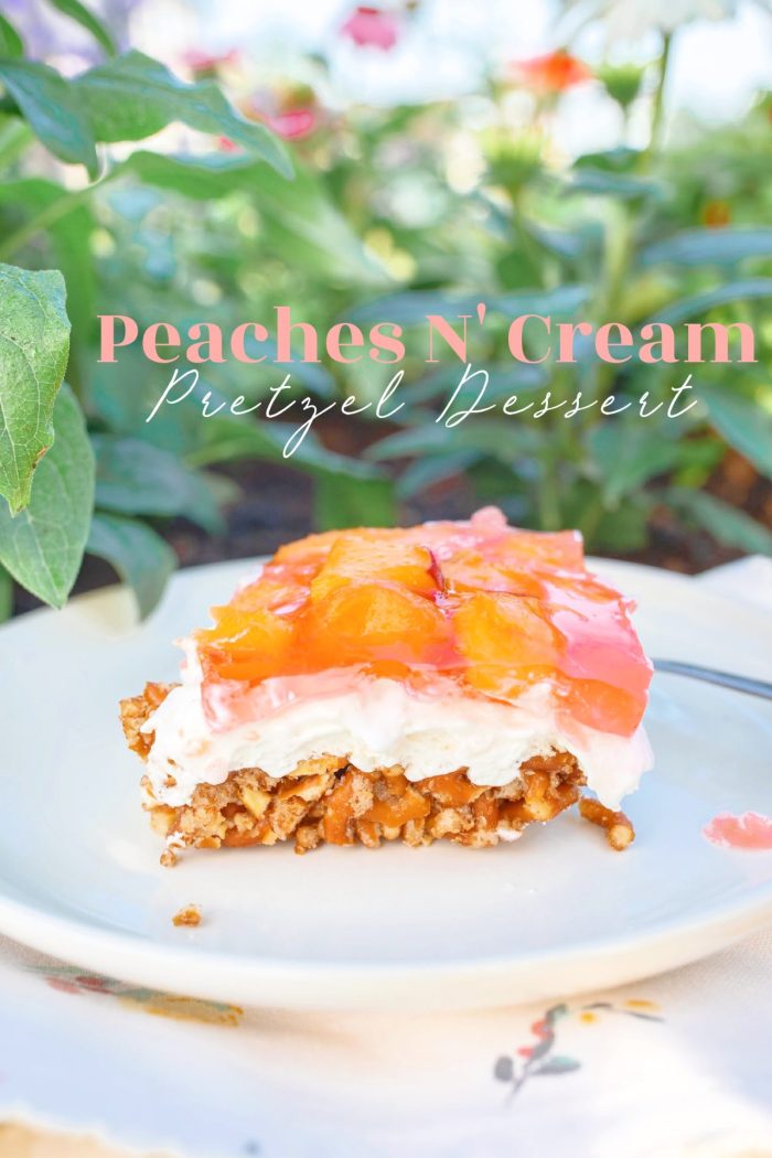 Peaches N’ Cream Pretzel Dessert | Refreshing & Light