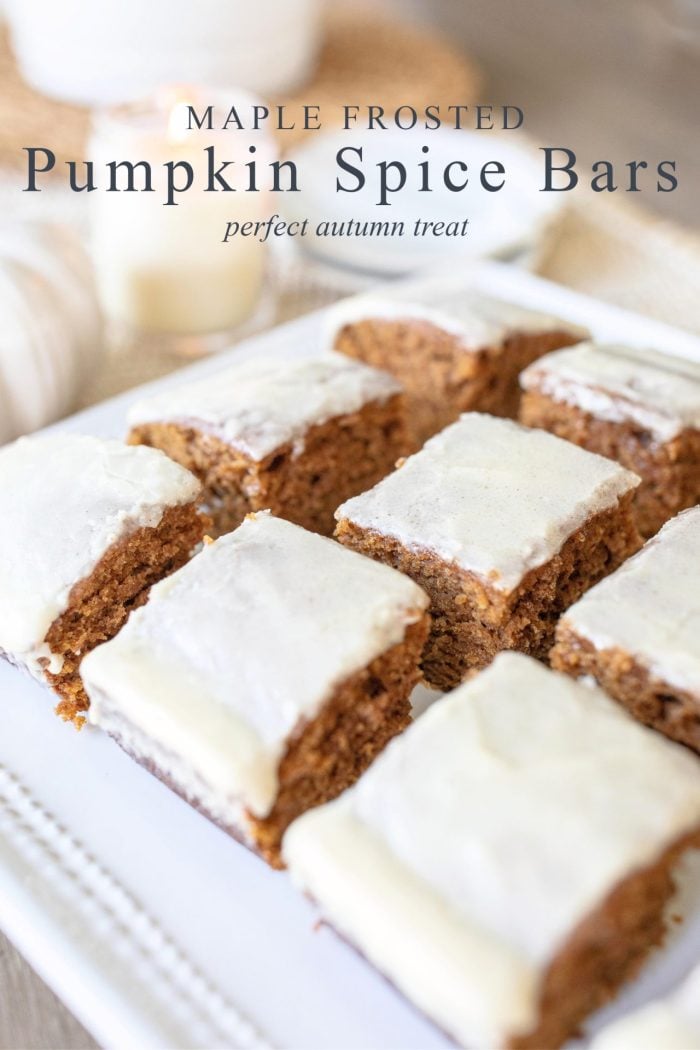 pumpkin spice bars, pumpkin spice, pumpkin bars, maple frosted, maple pumpkin spice, fall baking, easy to bake, iced pumpkin spice bars, pumpkin bar recipe, moist, the best pumpkin bar recipe, pumpkin spice bars with maple icing, simple ingredients, canned pumpkin, autumn, fall recipe, fall pumpkin recipe, the best pumpkin bars, pumpkin bars without cream cheese frosting