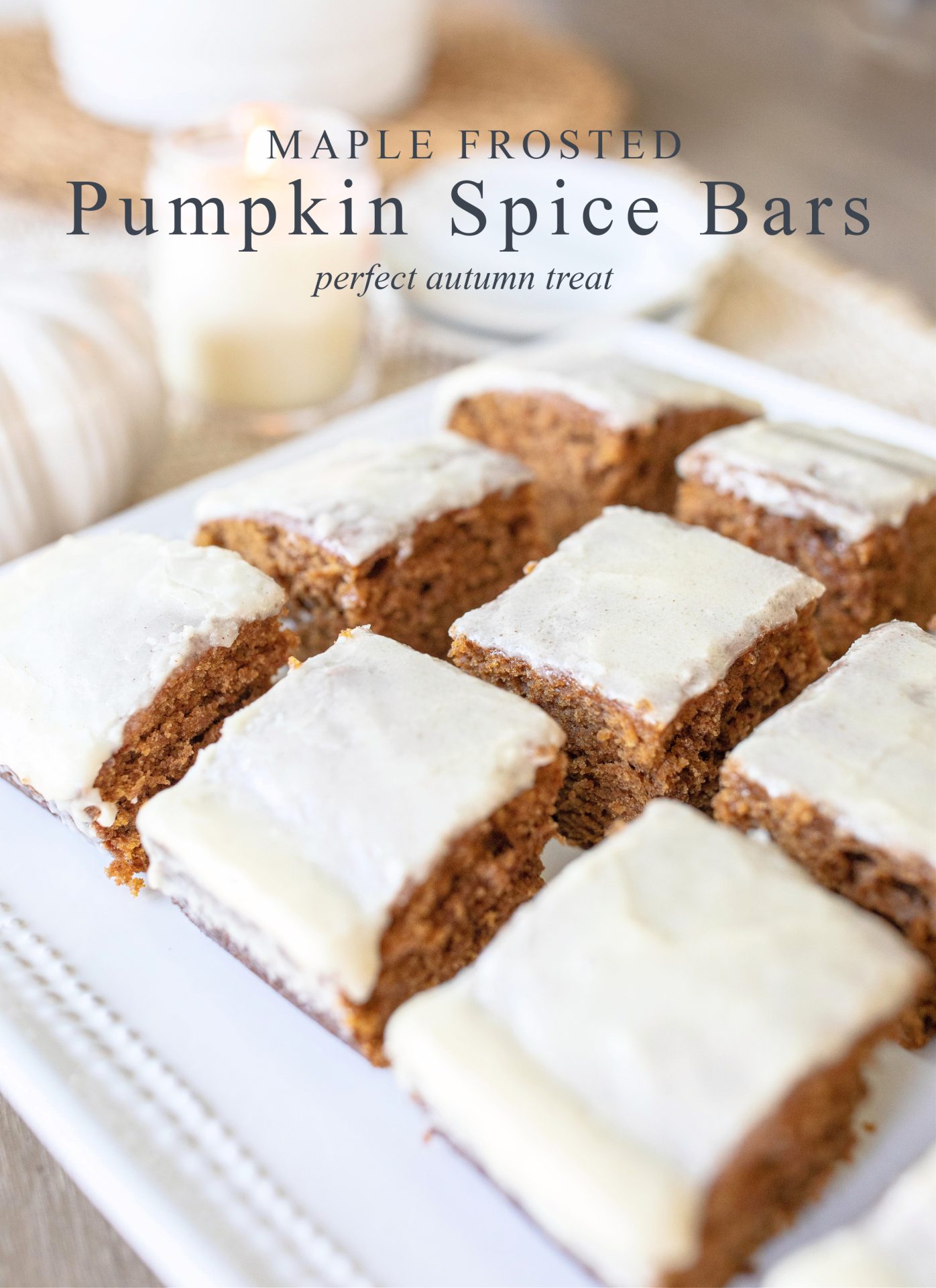 pumpkin spice bars, pumpkin spice, pumpkin bars, maple frosted, maple pumpkin spice, fall baking, easy to bake, iced pumpkin spice bars, pumpkin bar recipe, moist, the best pumpkin bar recipe, pumpkin spice bars with maple icing, simple ingredients, canned pumpkin, autumn, fall recipe, fall pumpkin recipe, the best pumpkin bars, pumpkin bars without cream cheese frosting