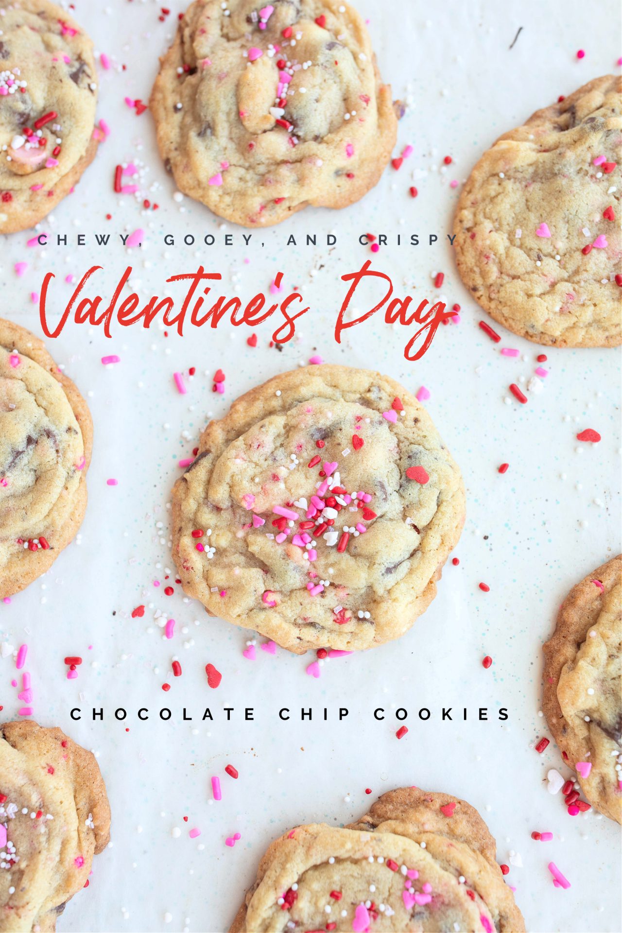 - Valentine's Day - Chocolate Chip Cookies - Sweet Treats - Baked Goods - Love - Romance - Heart Shaped - Red and Pink - Decorated - Sugar Cookies - Chocolate Covered