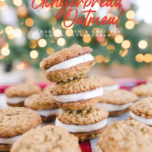 gingerbread oatmeal cookies, gingerbread oatmeal cookies with chai tea latte buttercream, desserts, holiday deserts, christmas cooking, baking holiday baking, tasty cookies, recipe, cookie exchange ideas, oatmeal cream pies