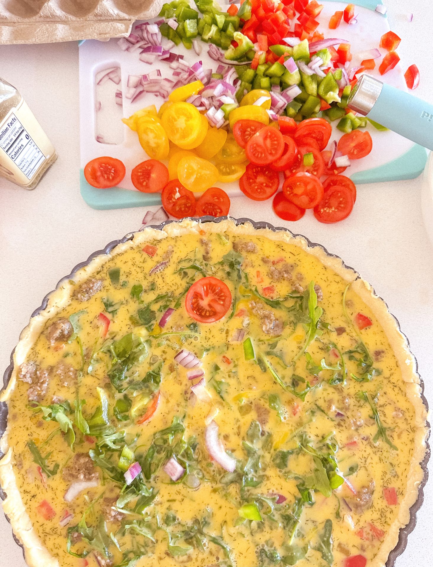 sourdough quiche crust, flaky quiche crust, flaky breakfast pie, breakfast pie, the best quiche recipe, vegetable and sausage quiche, breakfast, lunch, dinner, healthy recipe, sausage quiche, arugula, eating fresh, homemade quiche, the best quiche, fitting in more vegetables, diet recipes, healthy and fresh, farm to table, healthy recipes, eggs