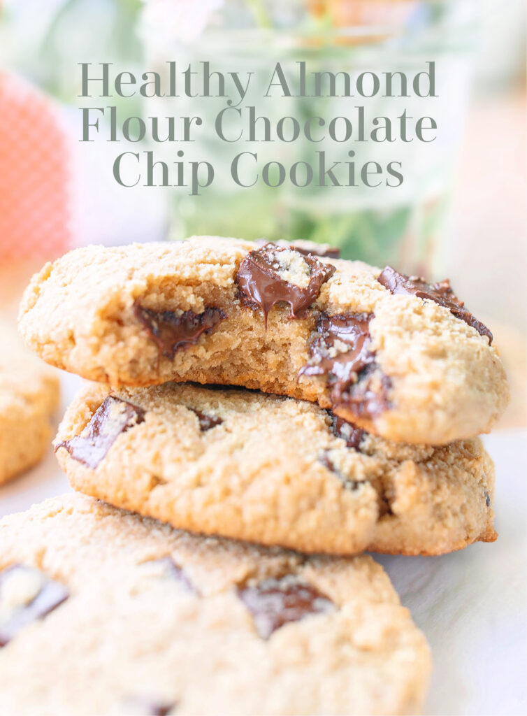 almond flour, almond flour cookies, healthier cookie, grain free chocolate chip cookie, low carb chocolate chip cookie, dairy free chocolate chip cookie, healthy desserts, no refined sugars, sugar free, no added sugar cookies, chocolate cookies, almond flour recipe, diet recipe, maple syrup, cookies for health, kids recipes, gluten free, best healthy recipes for dessert, diabetic recipe, baking cookies, low cal