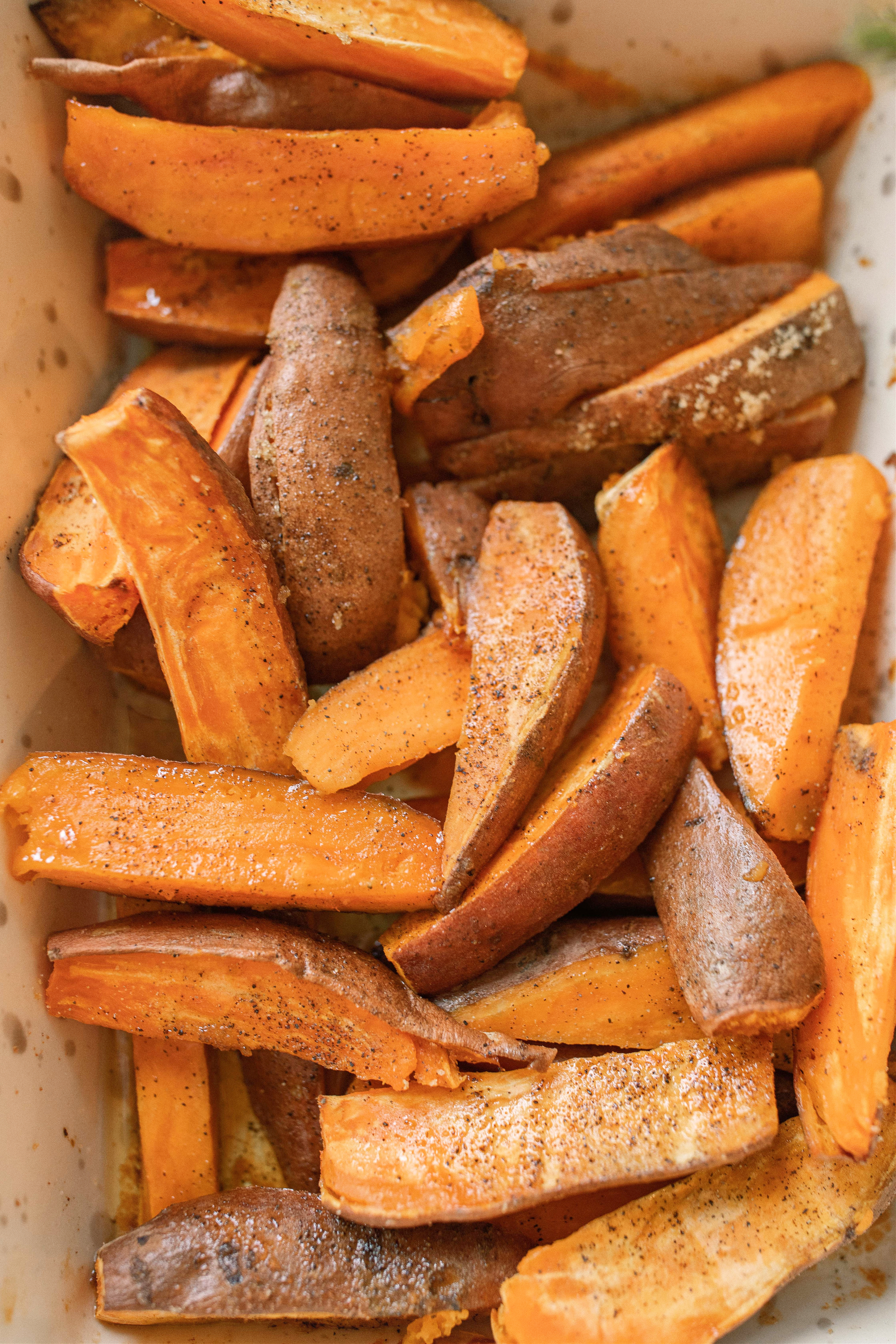 holiday recipes, thanksgiving, roasted sweet potatoes, vegan, gluten-free, potatoes, healthy recipes, easy, grain free, brown sugar, sweet potato casserole, recipes, potatoes, thanksgiving recipes