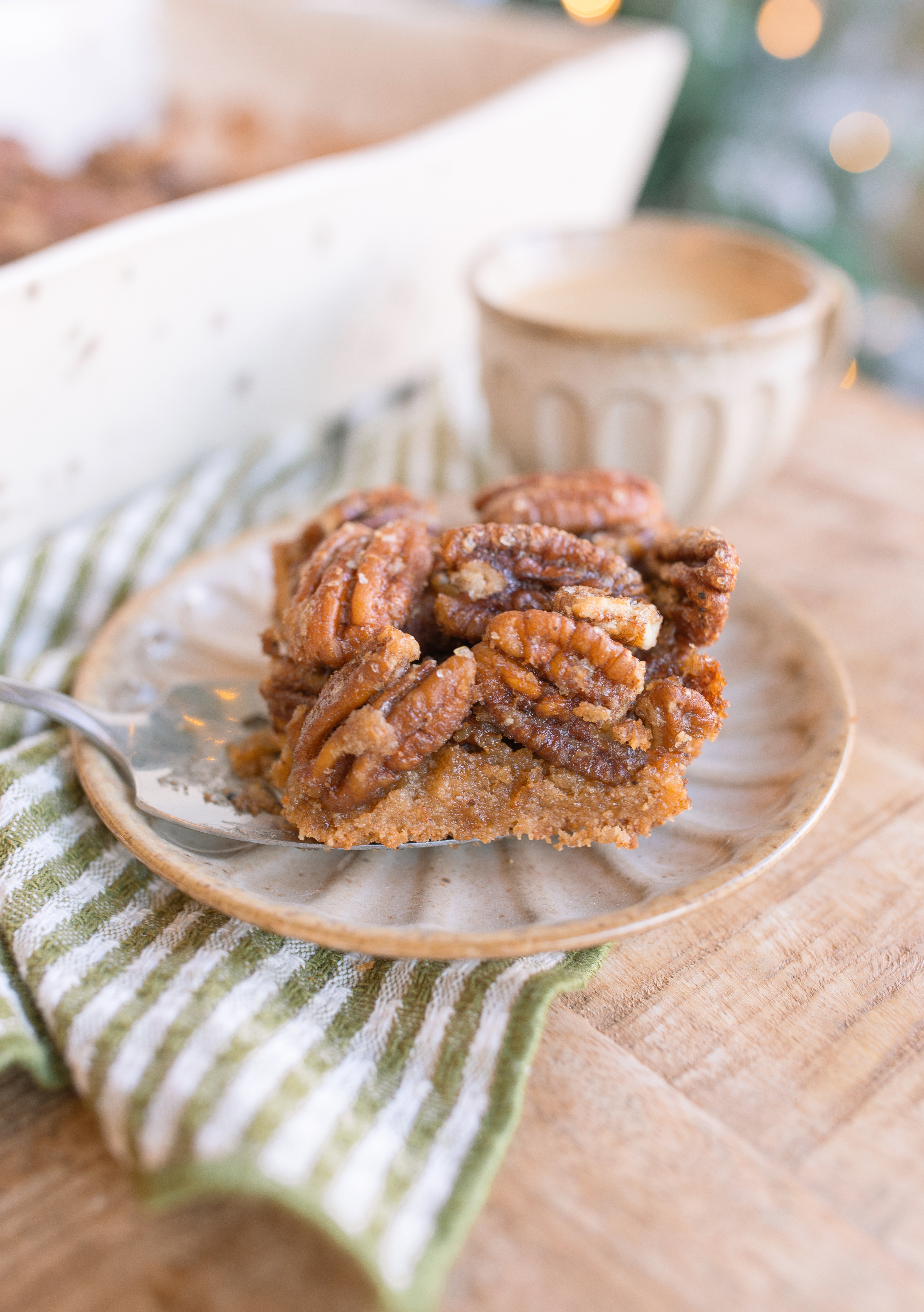 pecan bars, gluten free pecan bars, almond flour pecan bars, healthy pecan bars, refined sugar free pecan bars, maple pecan bars, coconut sugar pecan bars, paleo pecan bars, easy pecan bar recipe, thanksgiving pecan bars, thanksgiving dessert recipes, fall dessert recipes, healthy holiday desserts, gluten free thanksgiving desserts, no refined sugar desserts, maple syrup desserts, almond flour dessert recipes, coconut sugar desserts, easy holiday baking, healthy pecan pie bars