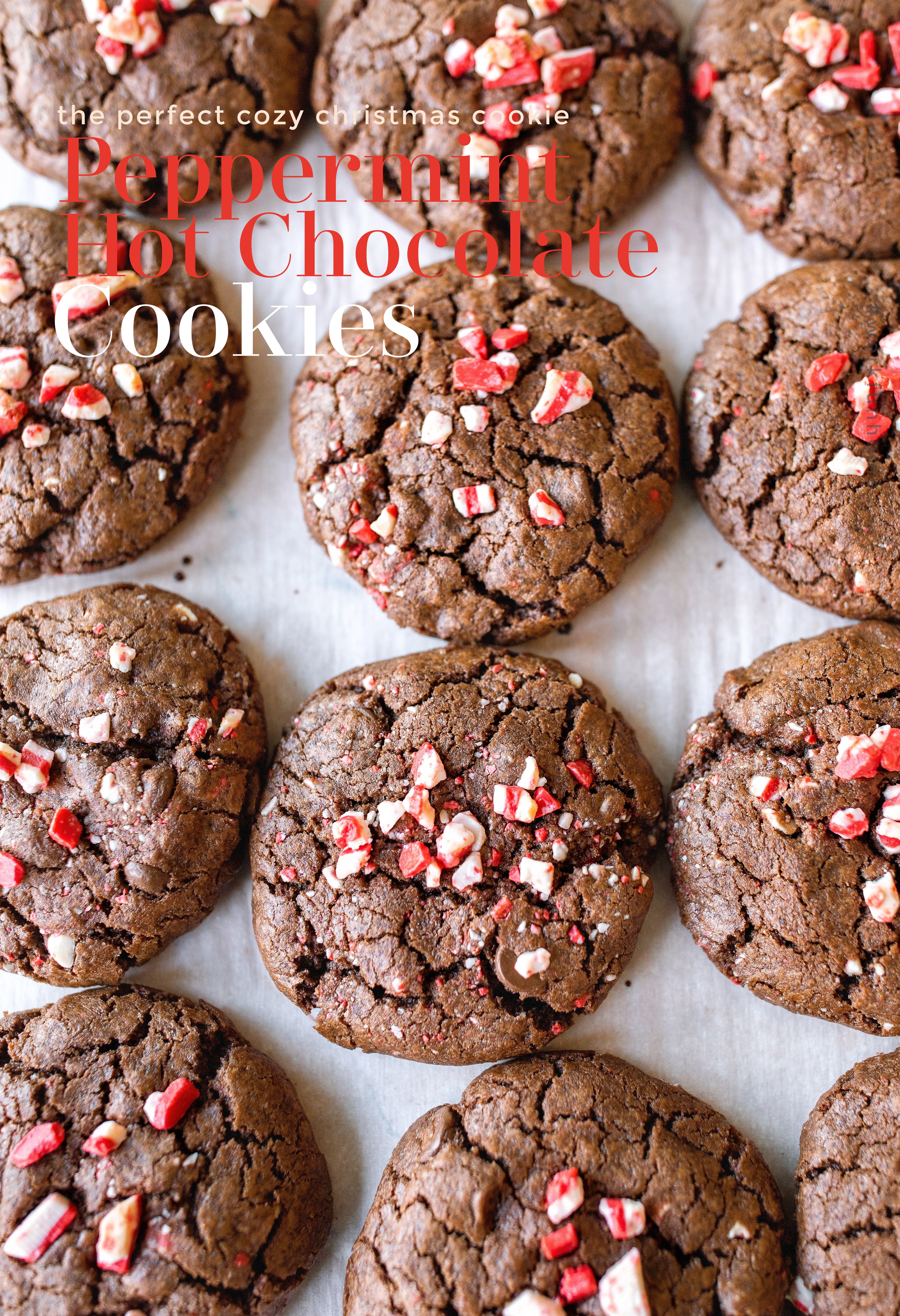 hot chocolate peppermint cookies, christmas cookies, chocolate cookies, christmas baking, andes, peppermint recipes, easy chocolate cookies, no chill time 