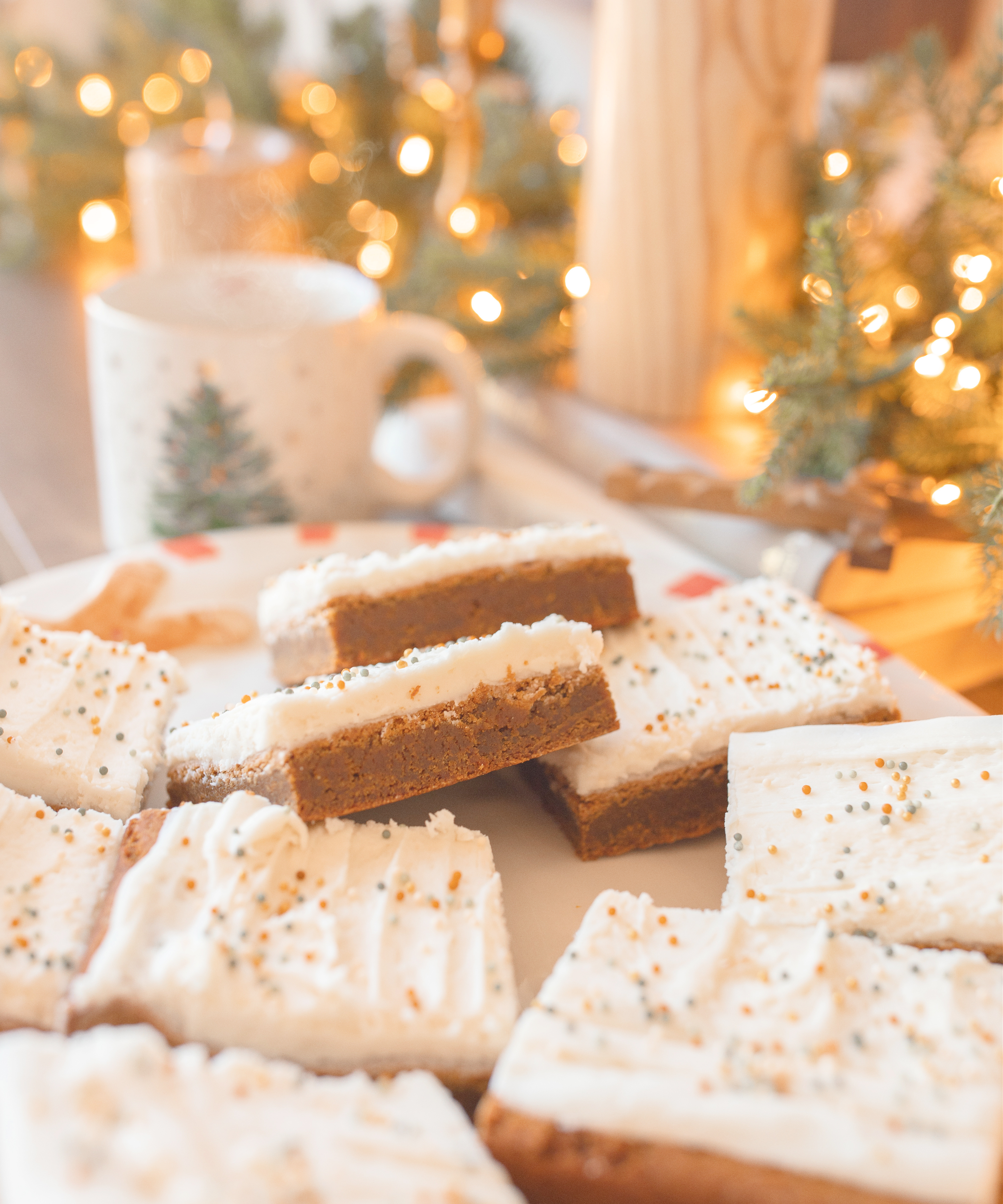 gingerbread cookie bars, chewy gingerbread cookie bar recipe, christmas baking, holiday recipes, christmas recipes, marshmallow buttercream, christmas recipes, gingerbread christmas