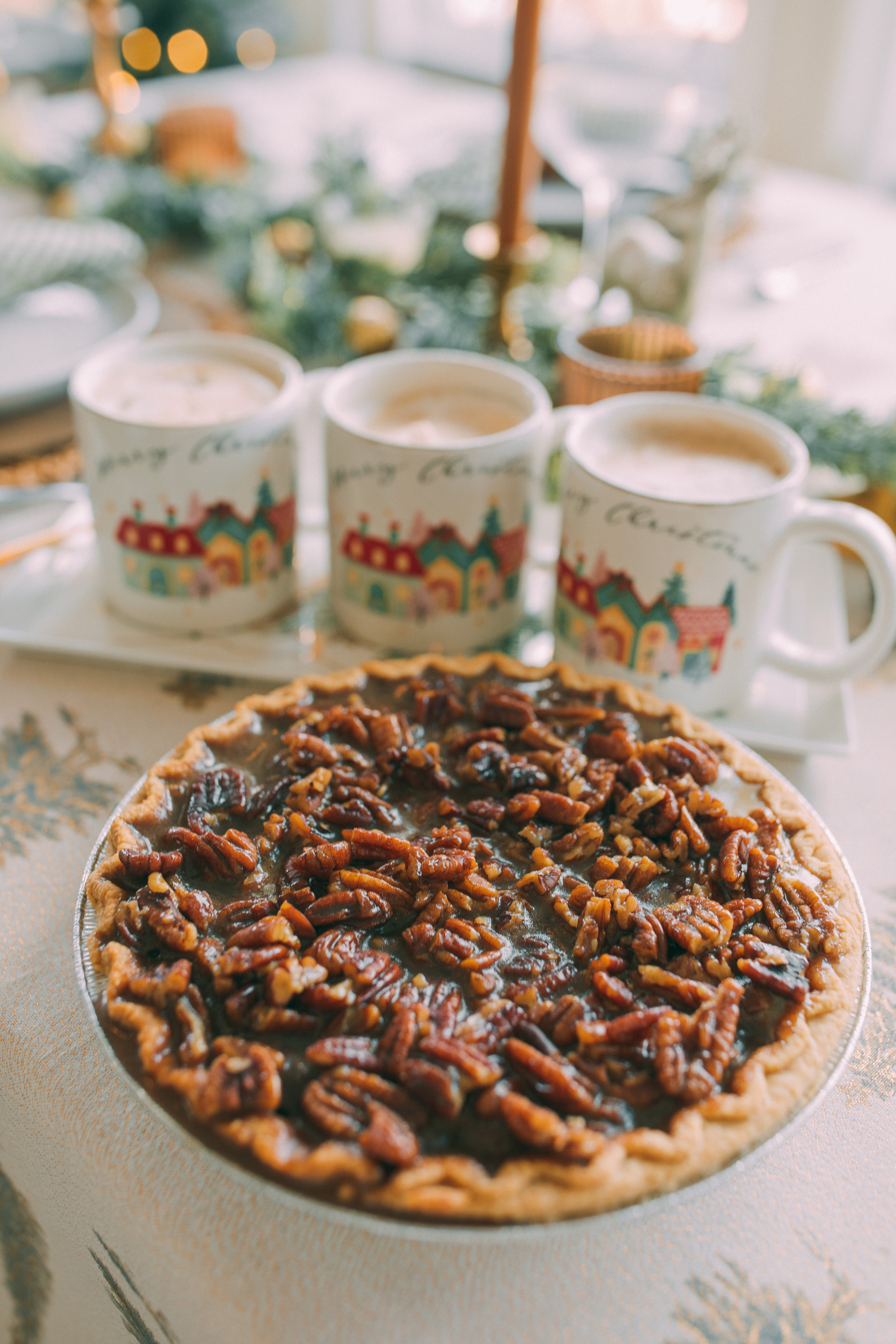 christmas recap, christmas morning, christmas blog, christmas decor, stockings, presents, toddler, dinner, table setting, home, lifestyle, blogging, motherhood, matching family pajamas, menu, holiday dinner, holiday celebrations, christmas day, pecan brownie pie, lottery pong, toddler gifts, cozy fireplace, cookies for santa, recap