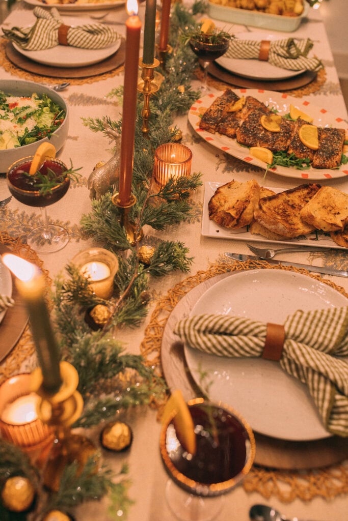 christmas recap, christmas morning, christmas blog, christmas decor, stockings, presents, toddler, dinner, table setting, home, lifestyle, blogging, motherhood, matching family pajamas, menu, holiday dinner, holiday celebrations, christmas day, pecan brownie pie, lottery pong, toddler gifts, cozy fireplace, cookies for santa, recap