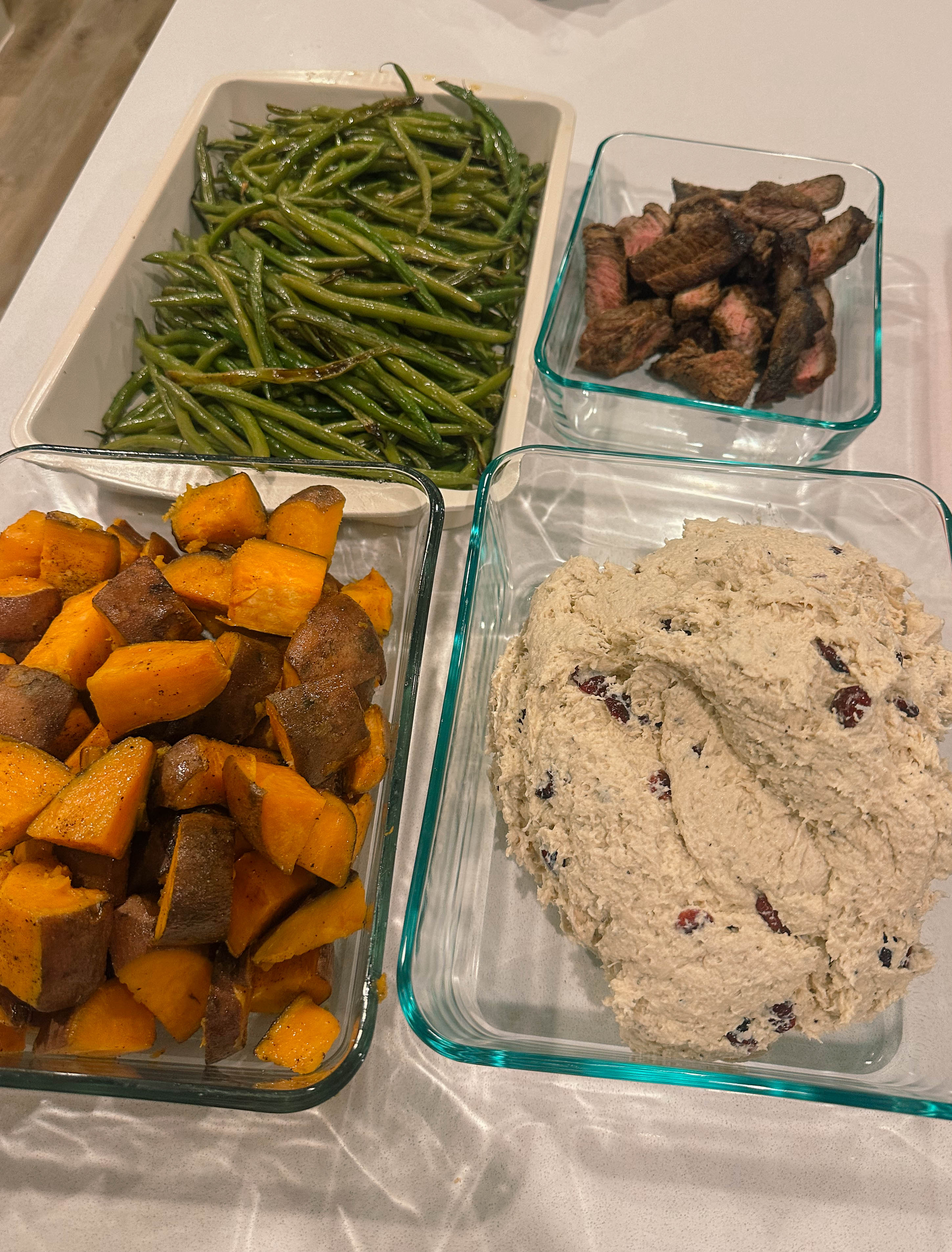meal prep, pregnancy, motherhood blog, lifestyle blog, charlotte, fort mill, south carolina, steak, cooking healthy, toddler mom, dinner, green beans, steak in dutch oven, sweet potatoes, costco haul