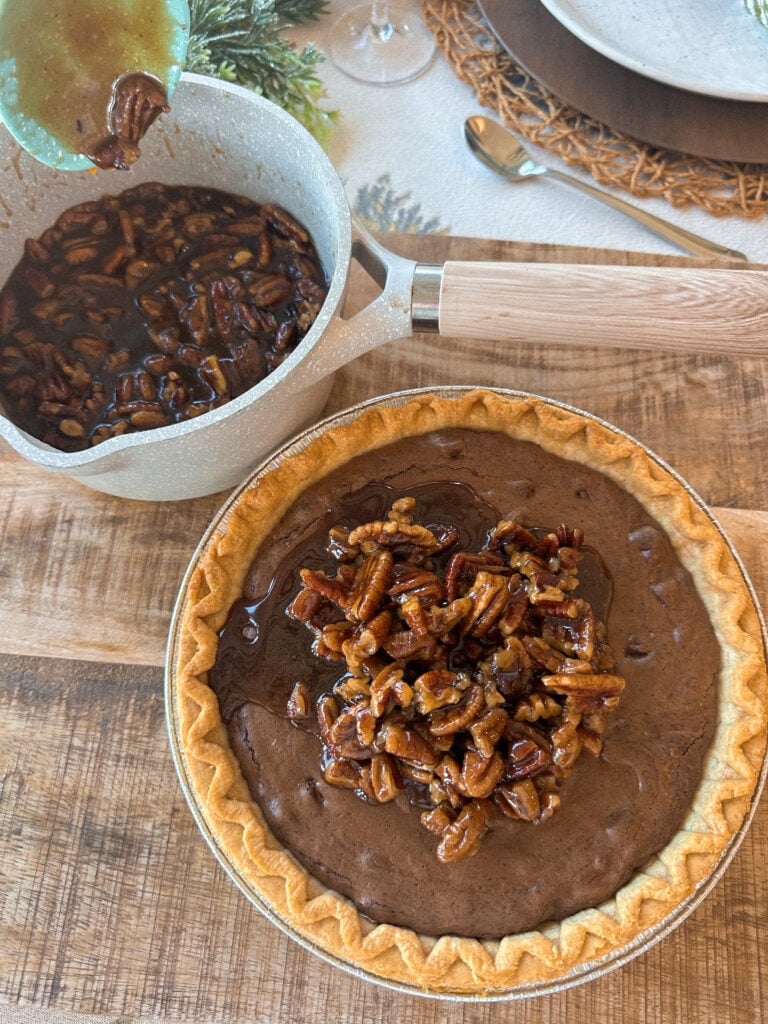 christmas recap, christmas morning, christmas blog, christmas decor, stockings, presents, toddler, dinner, table setting, home, lifestyle, blogging, motherhood, matching family pajamas, menu, holiday dinner, holiday celebrations, christmas day, pecan brownie pie, lottery pong, toddler gifts, cozy fireplace, cookies for santa, recap