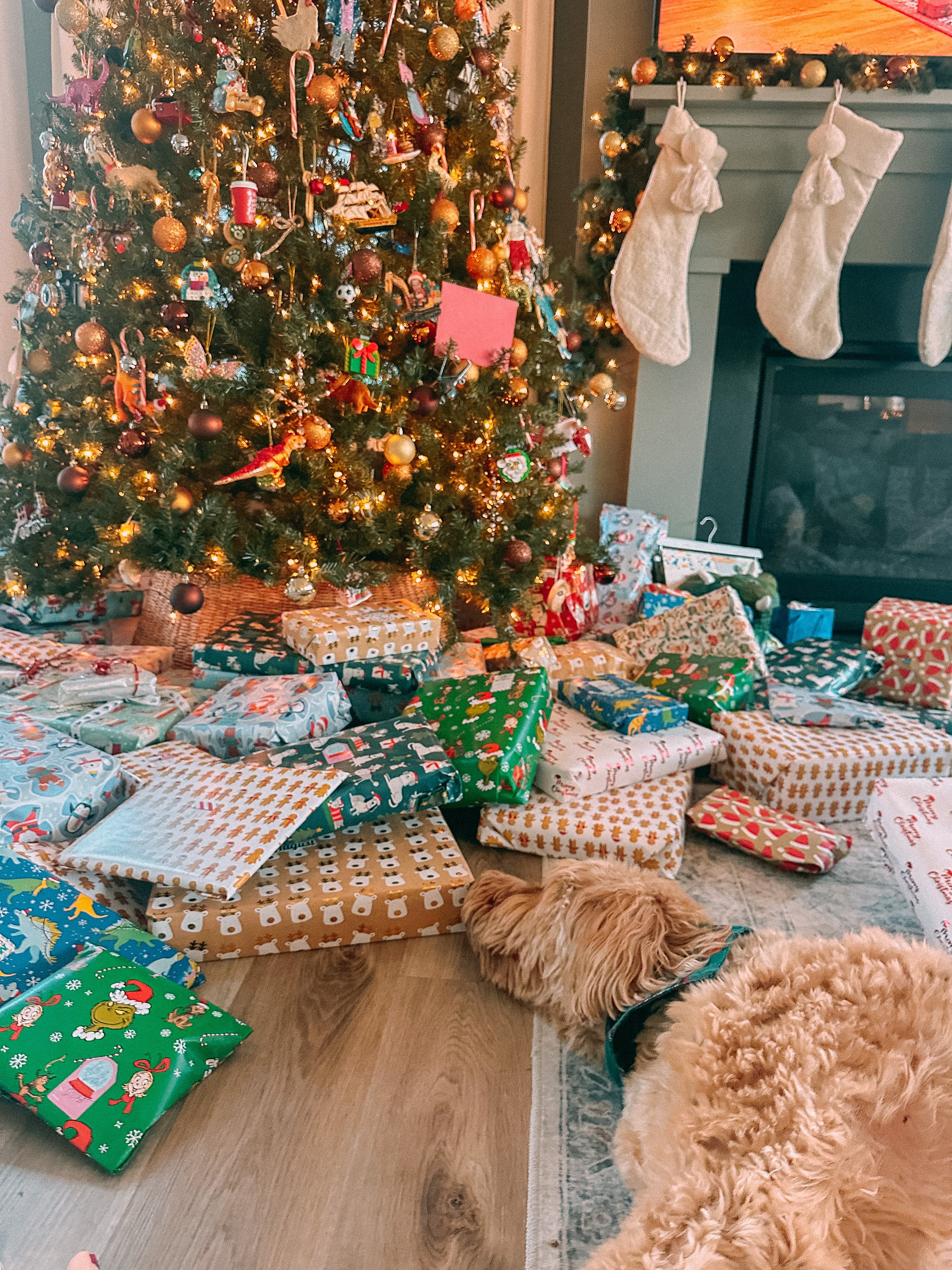 christmas recap, christmas morning, christmas blog, christmas decor, stockings, presents, toddler, dinner, table setting, home, lifestyle, blogging, motherhood, matching family pajamas, menu, holiday dinner, holiday celebrations, christmas day, pecan brownie pie, lottery pong, toddler gifts, cozy fireplace, cookies for santa, recap