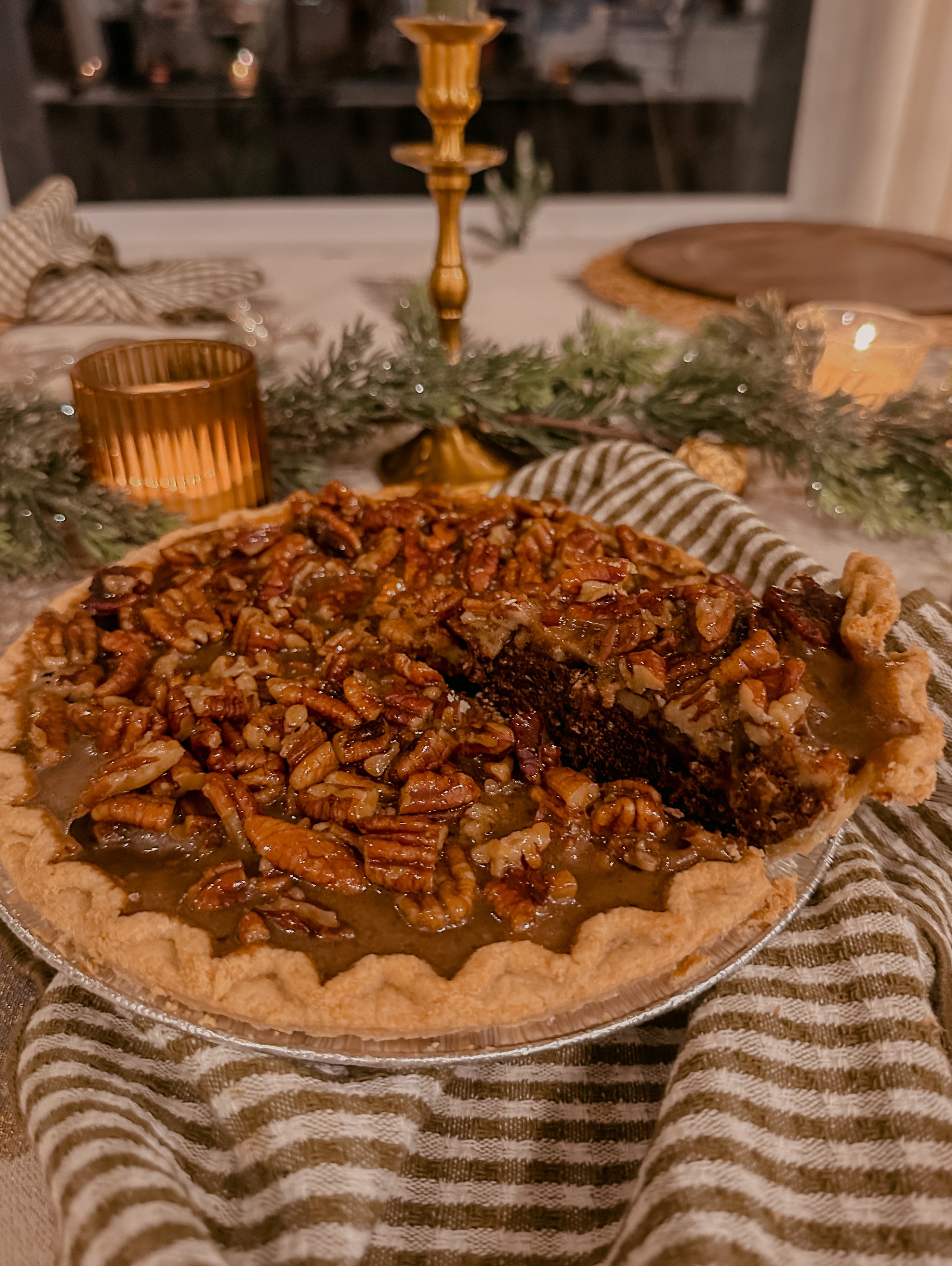 christmas recap, christmas morning, christmas blog, christmas decor, stockings, presents, toddler, dinner, table setting, home, lifestyle, blogging, motherhood, matching family pajamas, menu, holiday dinner, holiday celebrations, christmas day, pecan brownie pie, lottery pong, toddler gifts, cozy fireplace, cookies for santa, recap