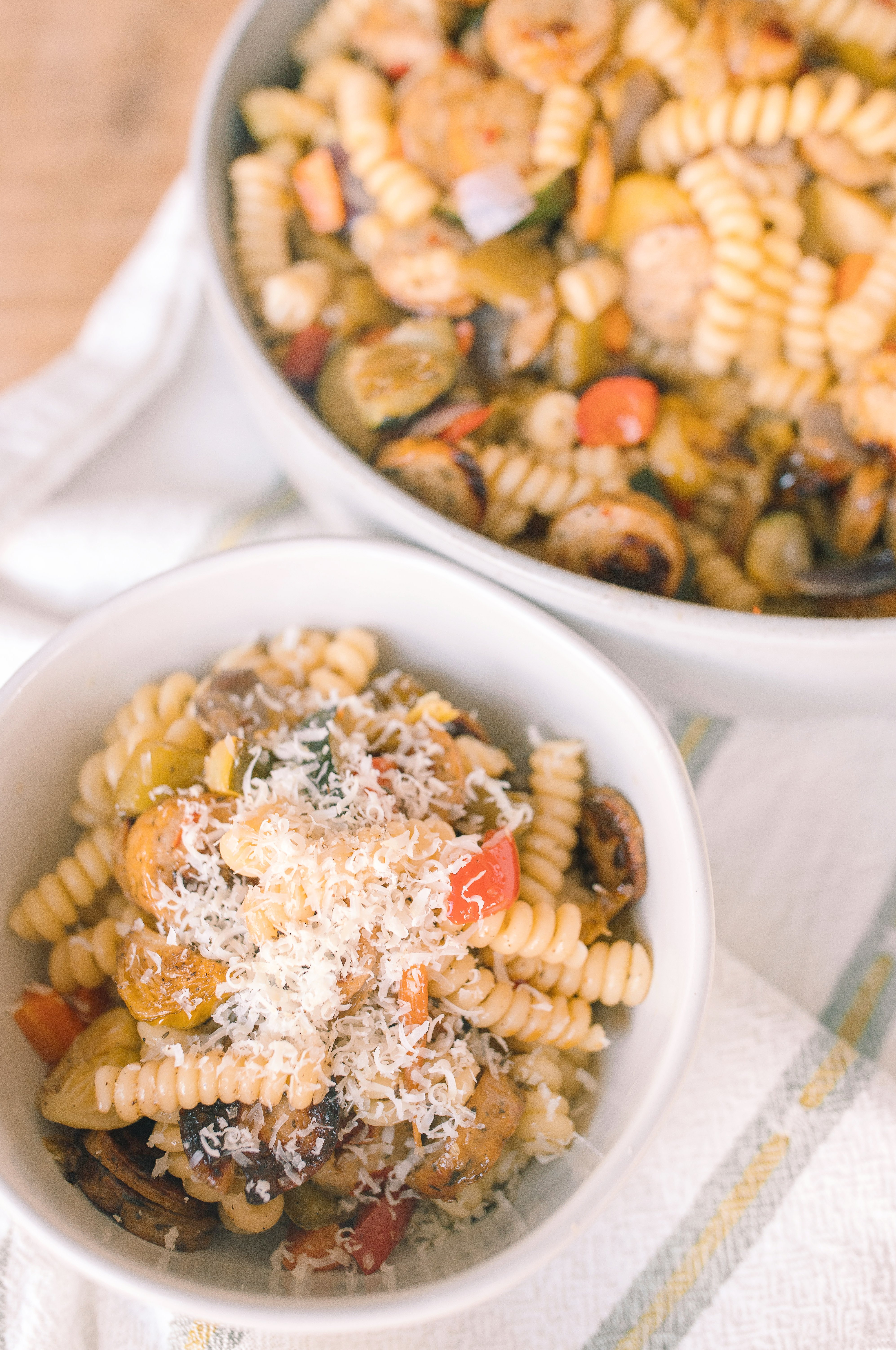 healthy recipes, healthy meal plan, vegetable, roasted veggie pasta, chicken sausage, red pepper, easy recipe, family meals, healthy eating, week night simple, lifestyle, healthy meals, high protein, high fiber, easy recipe for families, sheet pan, pasta, dinner, lunch, meal prep, eat better, healthy lifestyle, diet, plan ahead, chicken sausage, simple recipe