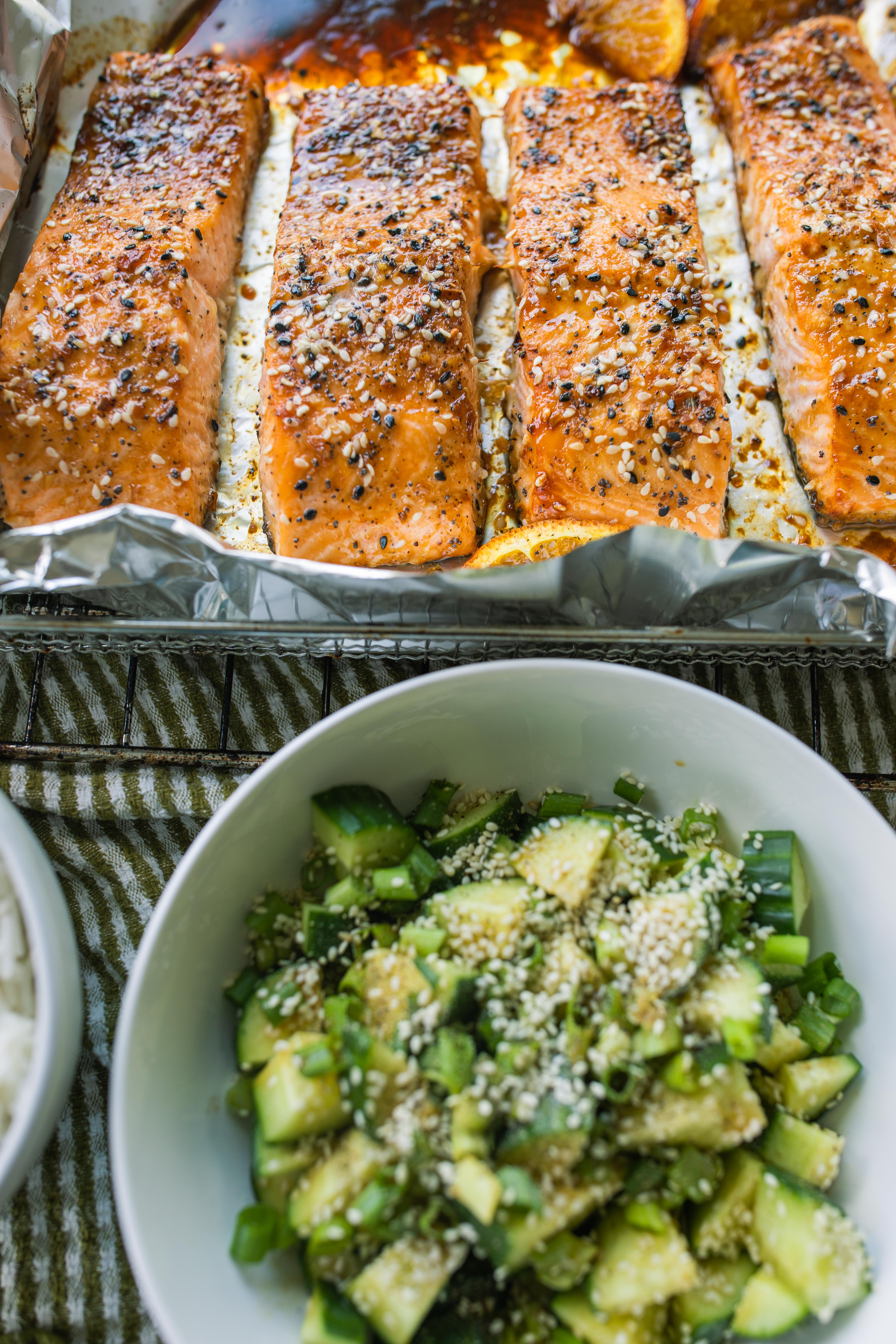salmon, easy dinner, healthy recipe, go-to salmon filets, high protein, food, air fried, orange, soy sauce, fish, pescatarian recipes, gluten free