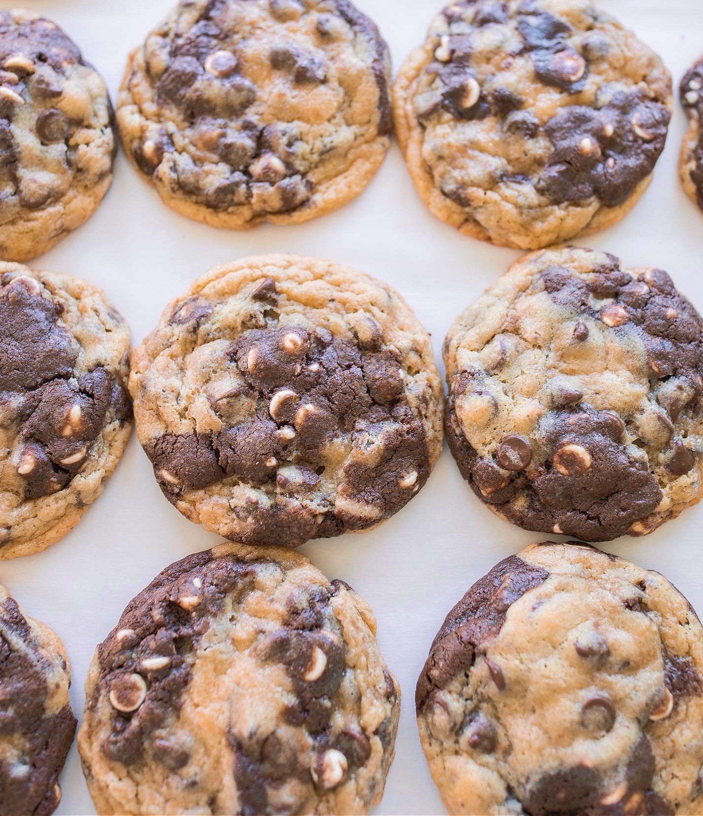 the best cookie recipe, marble cookies, chocolate chip, white chocolate, baked gooey cookies, amazing cookies, dough, white chocolate chips, cocoa powder, holiday cookies, famous cookie recipe, baking, marble cookies