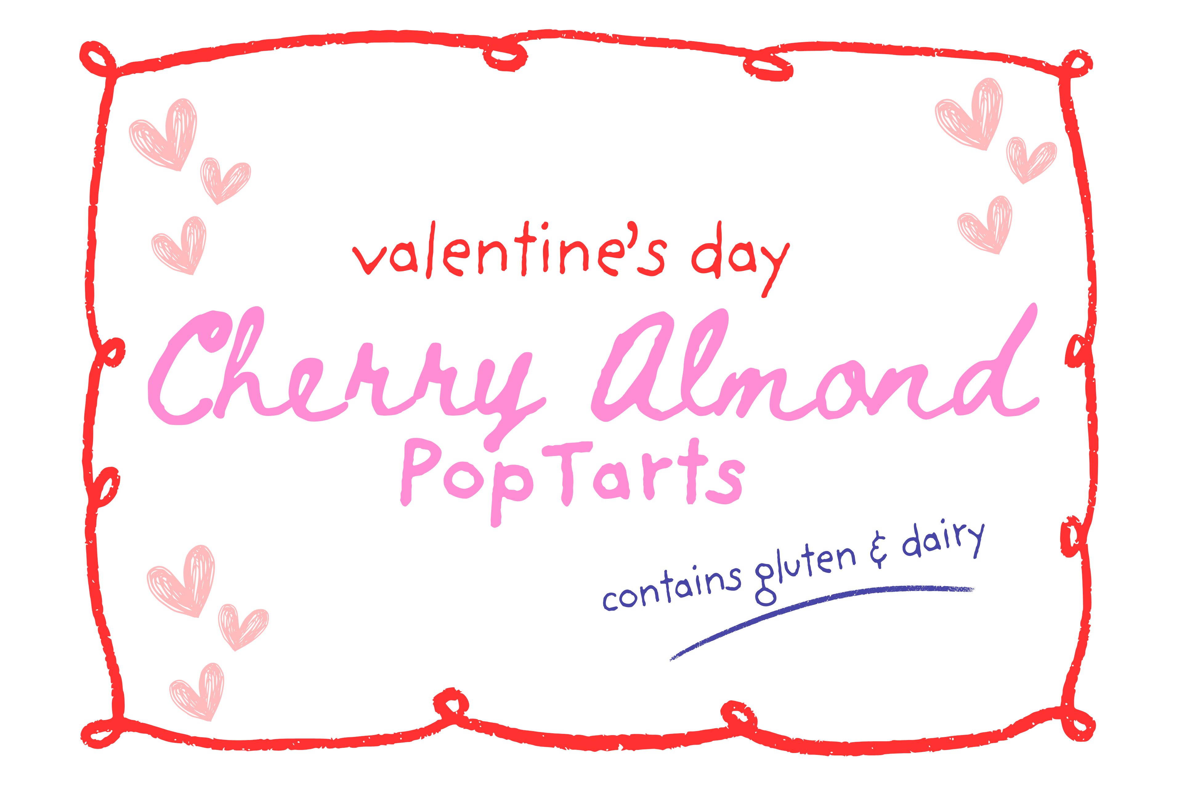 heart poptarts, cherry poptarts, brown sugar poptarts, cute poptart dessert, easy diy poptarts, valentines day, pastries, cherry almond poptarts, cute gift ideas, bakery box, recipe, easy dessert, frosted poptarts