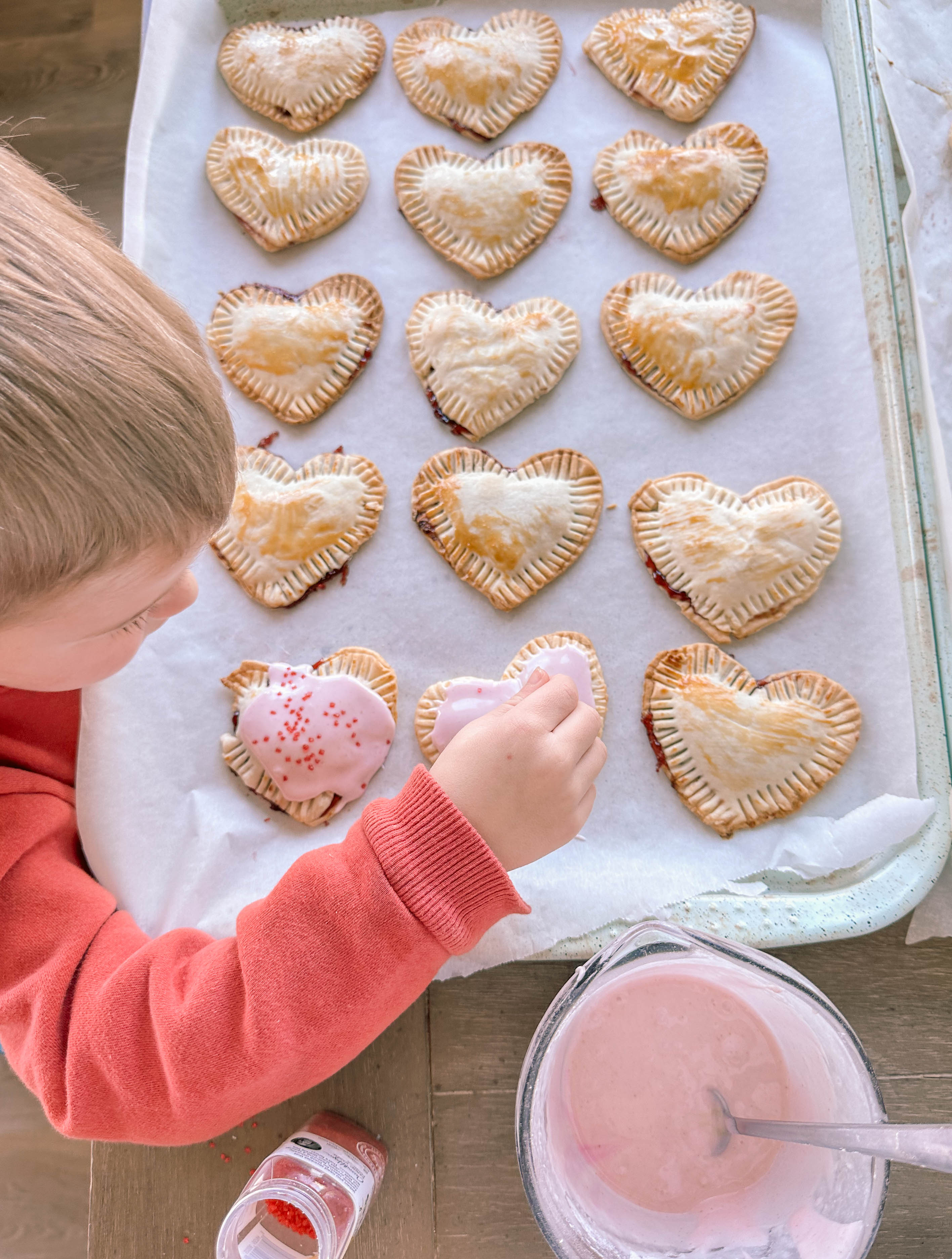 heart poptarts, cherry poptarts, brown sugar poptarts, cute poptart dessert, easy diy poptarts, valentines day, pastries, cherry almond poptarts, cute gift ideas, bakery box, recipe, easy dessert, frosted poptarts